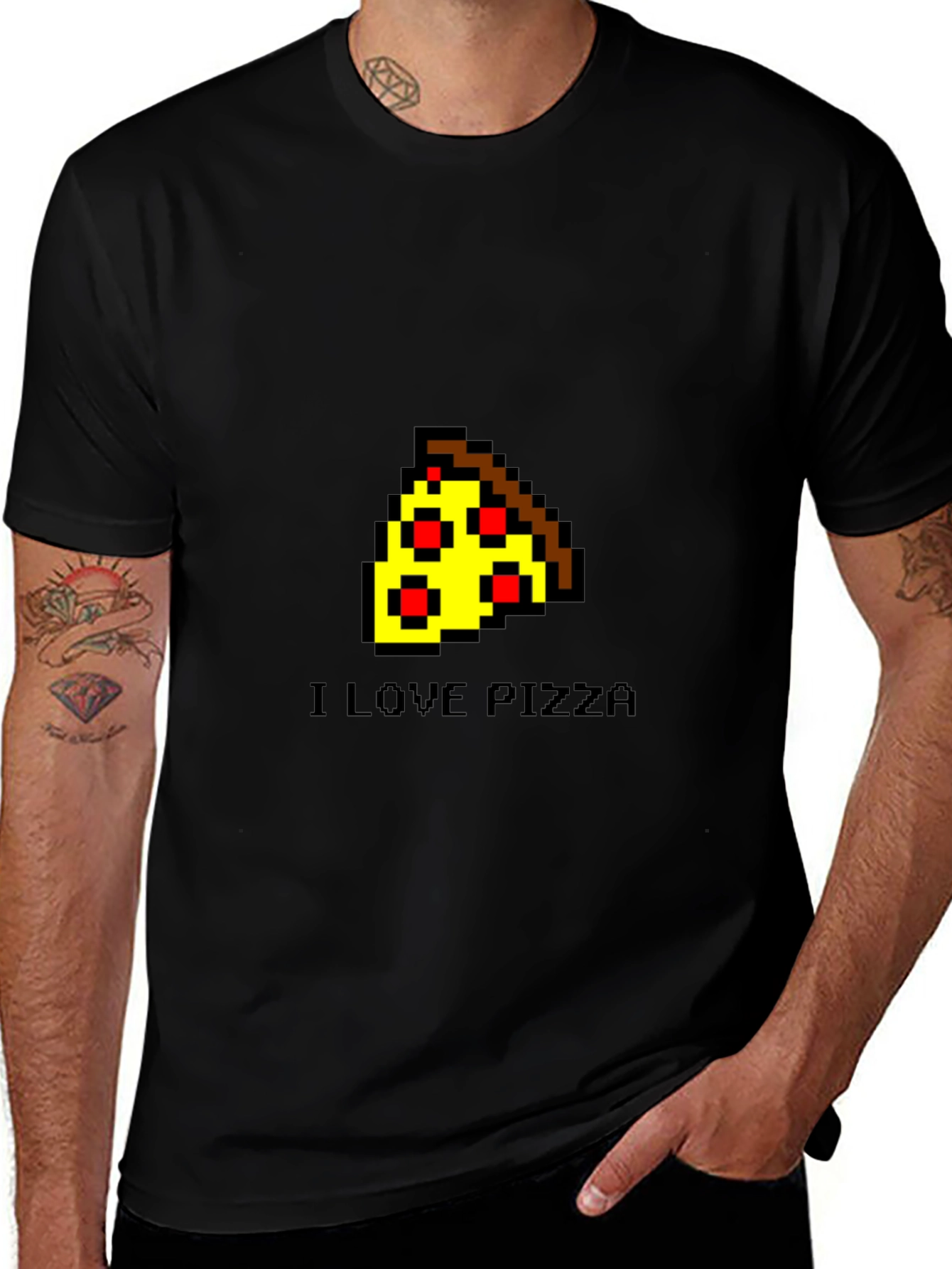 Variant 24 of I Love Pizza T-Shirt - Pixel Art Design