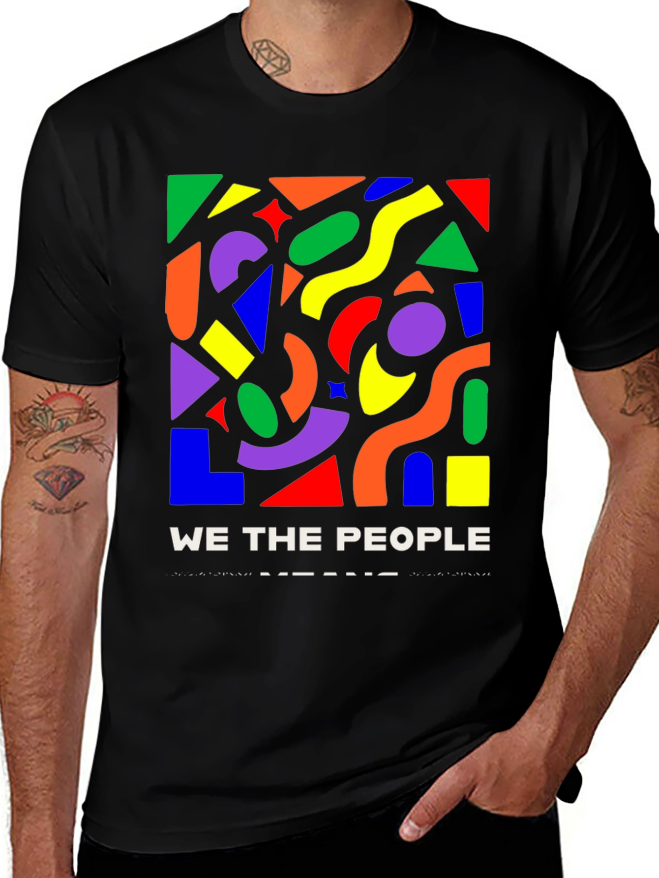 Variant 7 of Vibrant Geometric 'We The People' Graphic Tee