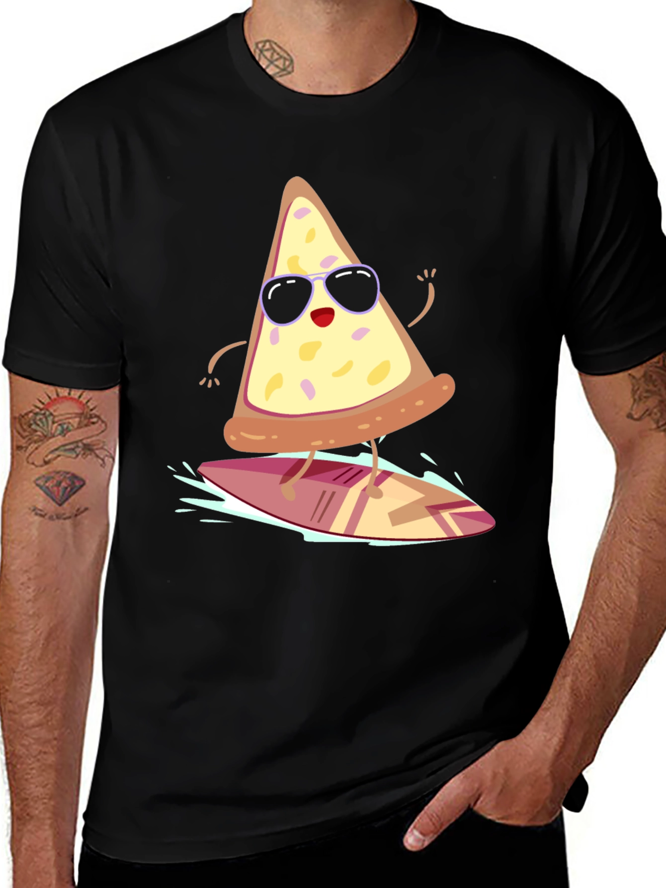 Variant 7 of Pizza Surfer Graphic Tee - Cool & Fun T-Shirt
