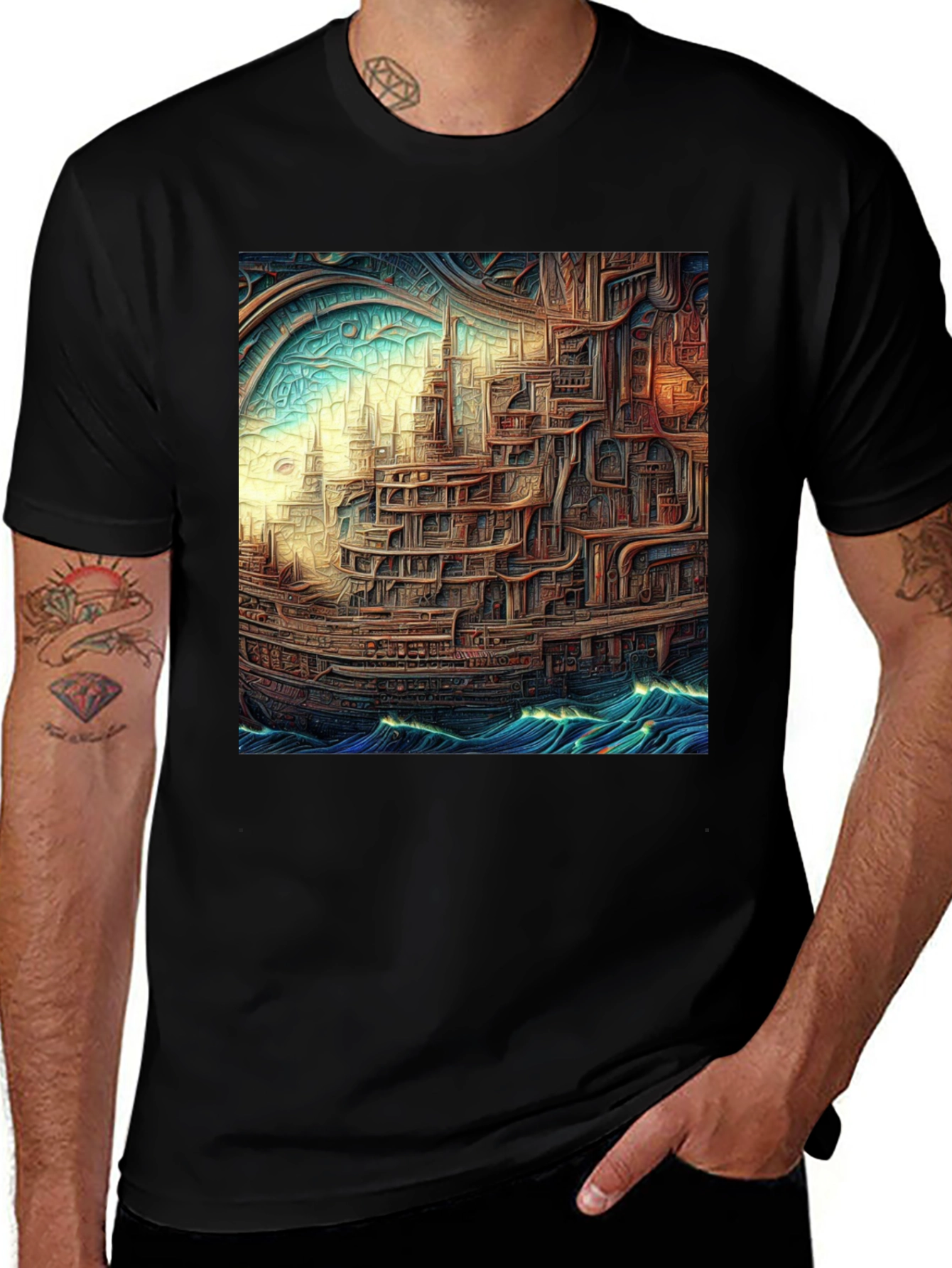Variant 22 of Steampunk Ship Tee - Unique Graphic Design Shirt