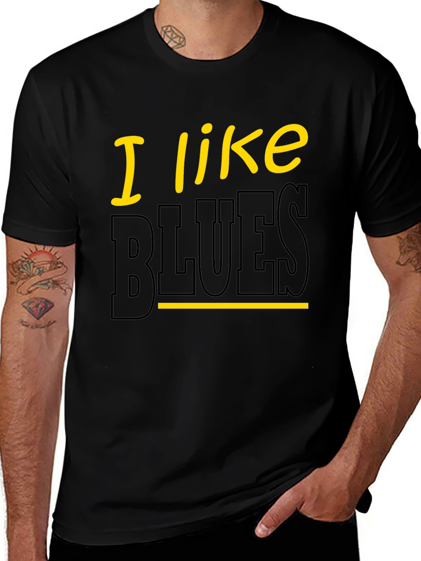 Variant 9 of I Like Blues Graphic Tee - Classic Black T-Shirt