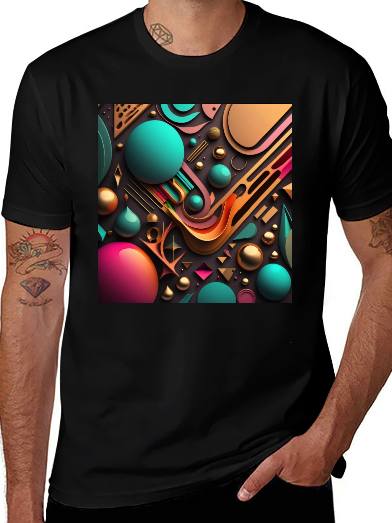 Variant 10 of Abstract Geometric Art Graphic Tee - Modern Style