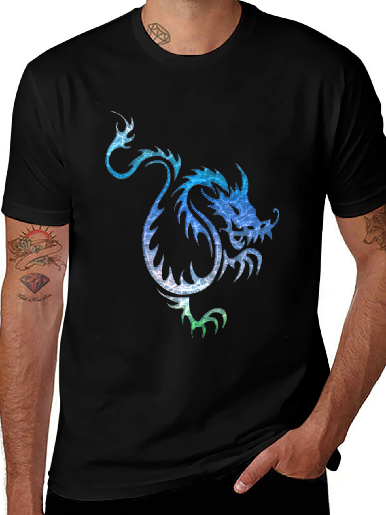 Variant 18 of Dragon Graphic Print Men's Black T-Shirt