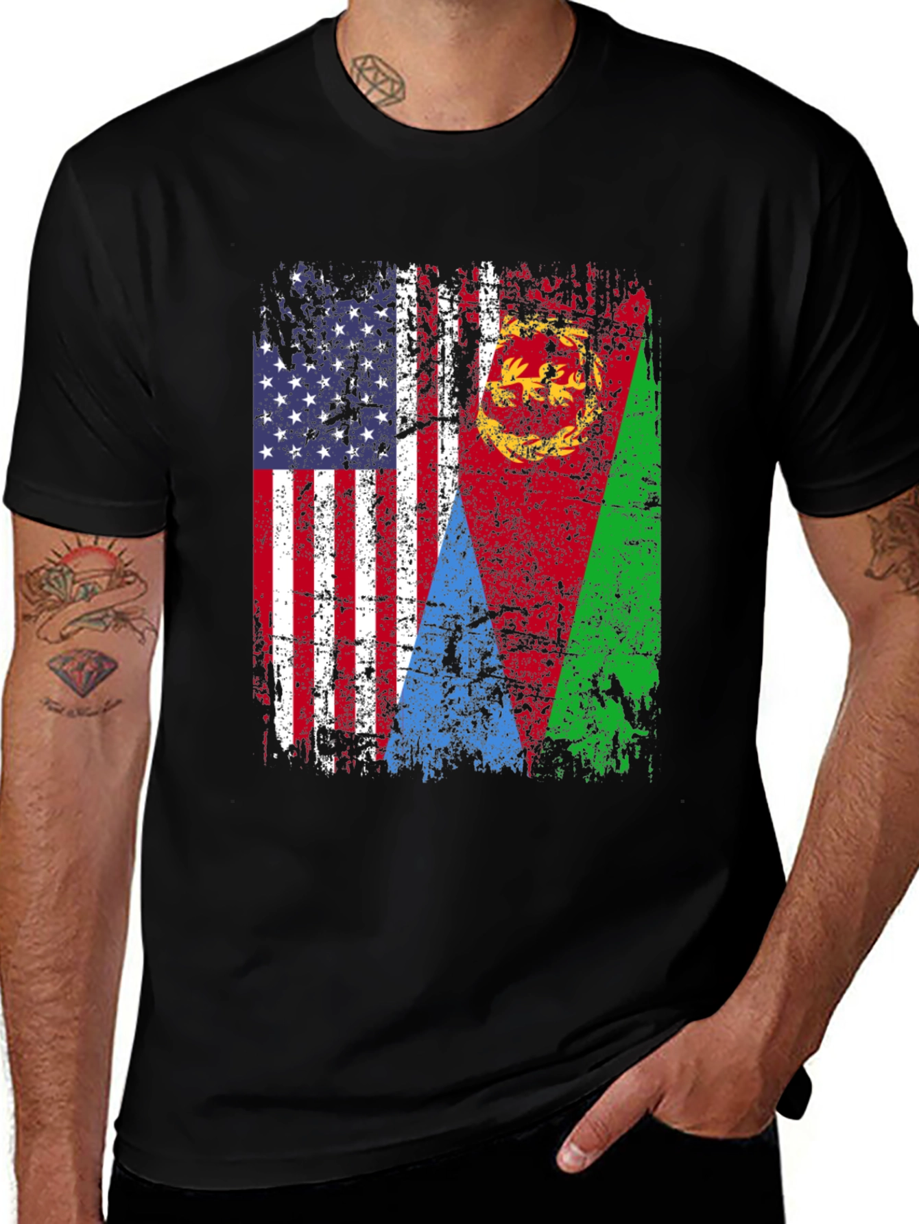 Variant 21 of USA Eritrea Flag Graphic T-Shirt