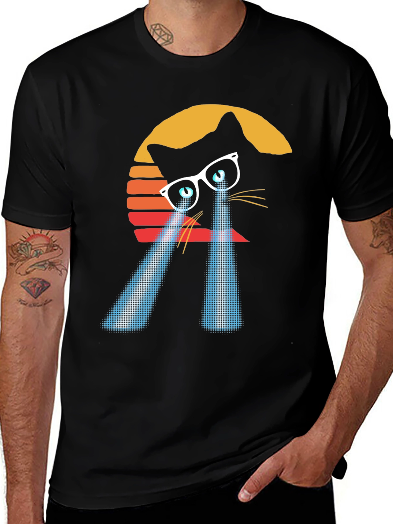 Variant 10 of Retro Cat Laser Eye T-Shirt