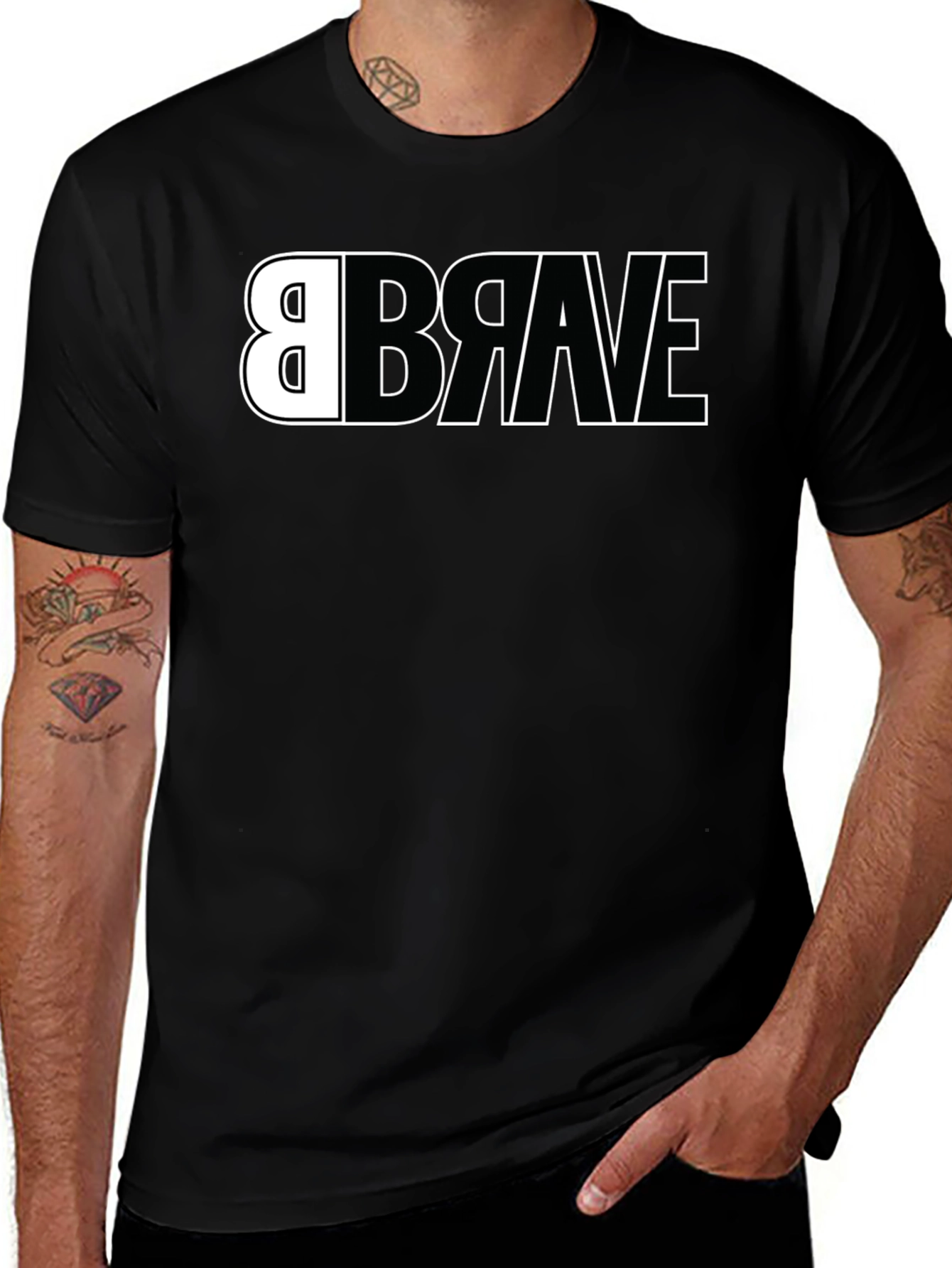 Variant 22 of BRAVE Graphic Tee - Black Cotton Short Sleeve Shirt