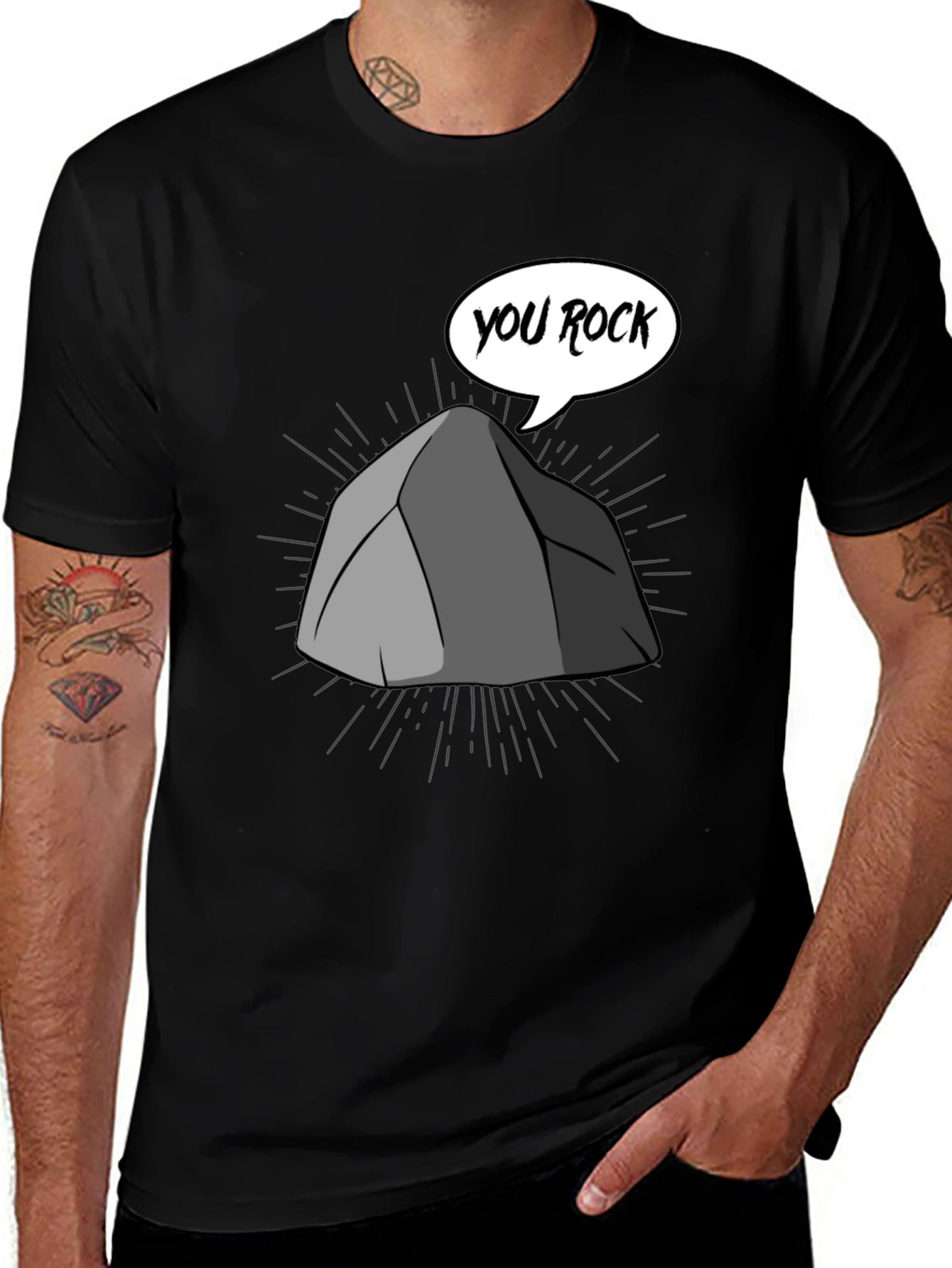 Variant 17 of You Rock Graphic Tee - Men's Black Cotton T-Shirt