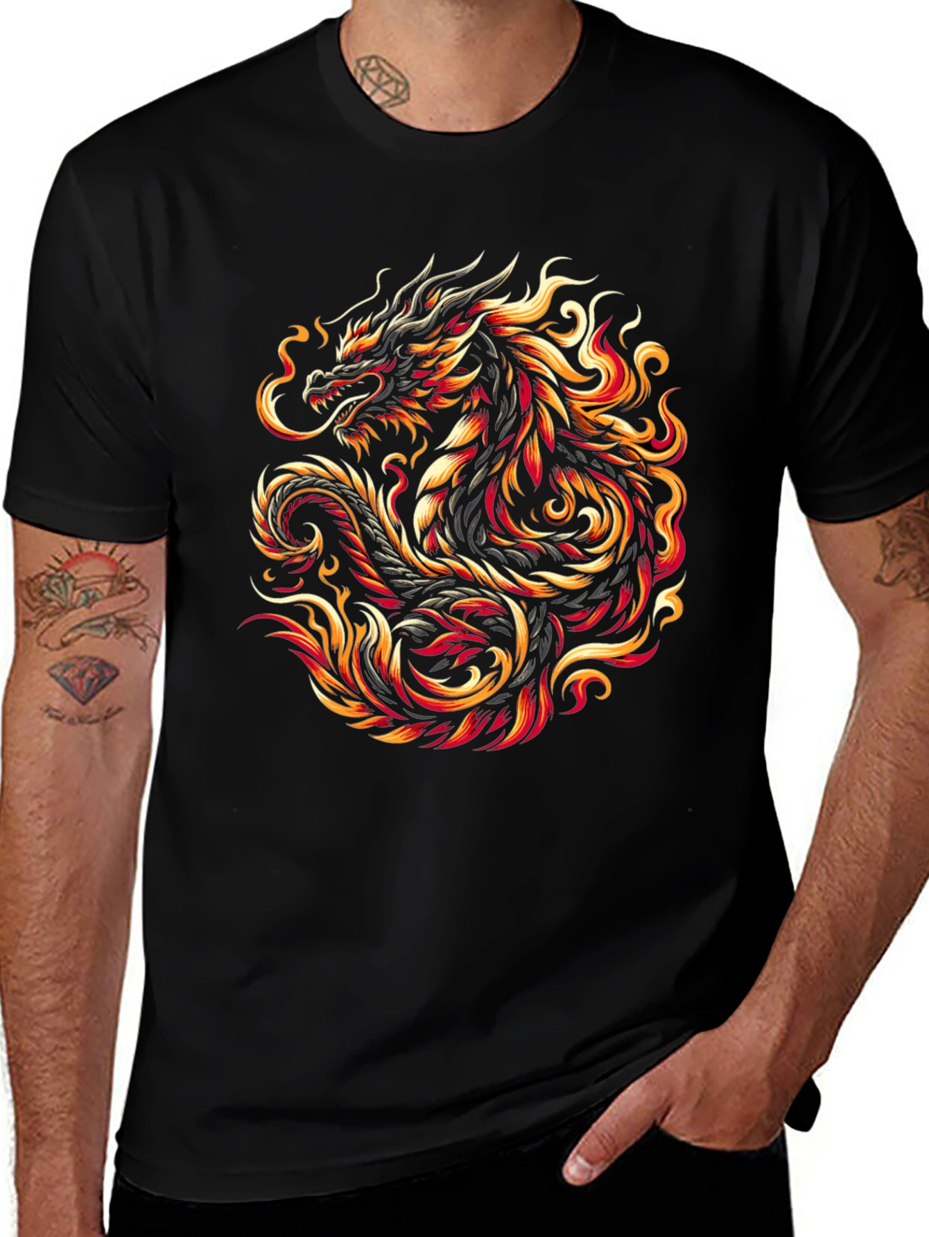 Variant 21 of Dragon Graphic Black T-Shirt