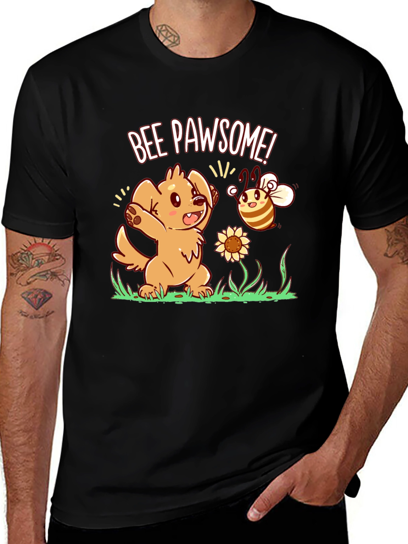 Variant 2 of Bee Pawsome Dog T-Shirt - Cute Cartoon Style