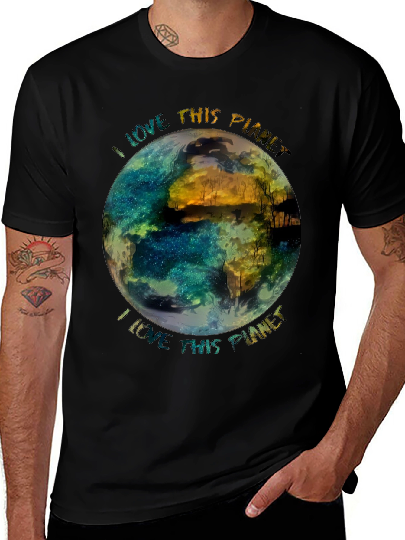 Black I Love This Planet Graphic Tee - Earth-Friendly Design main image