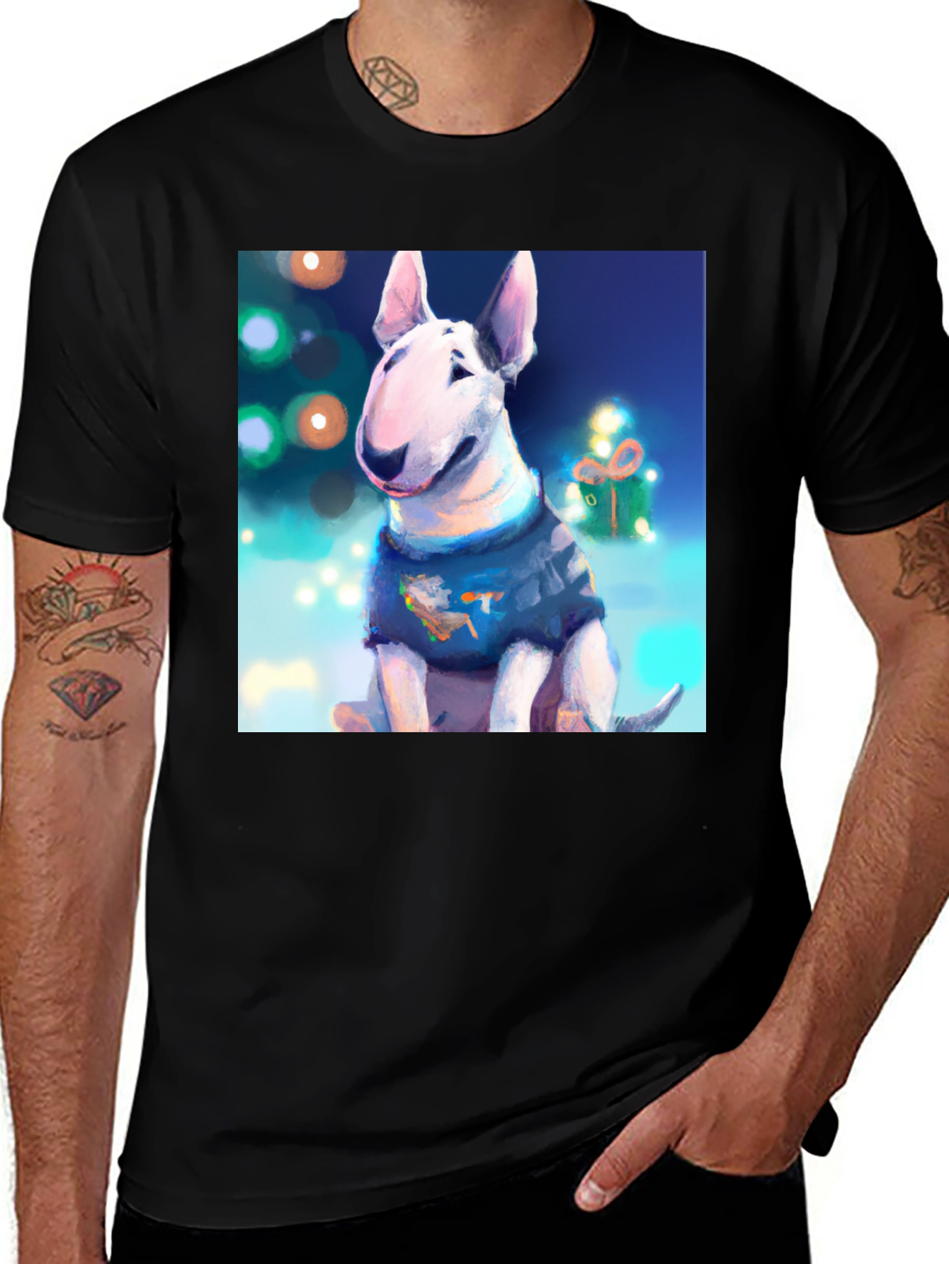 Variant 26 of Festive Bull Terrier Christmas T-Shirt
