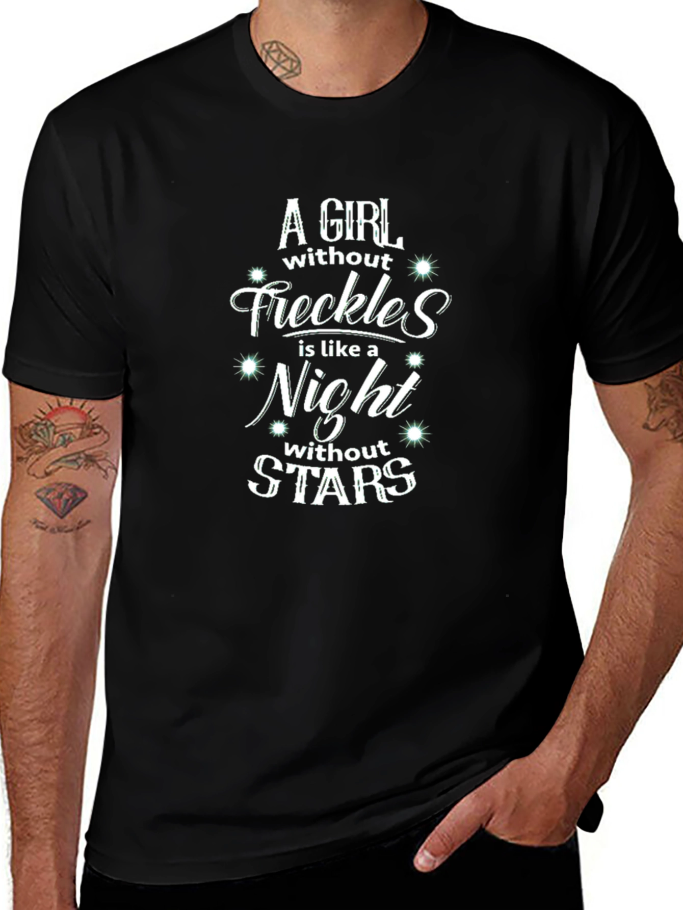 Freckles Night Stars Graphic Tee - Trendy Black T-Shirt