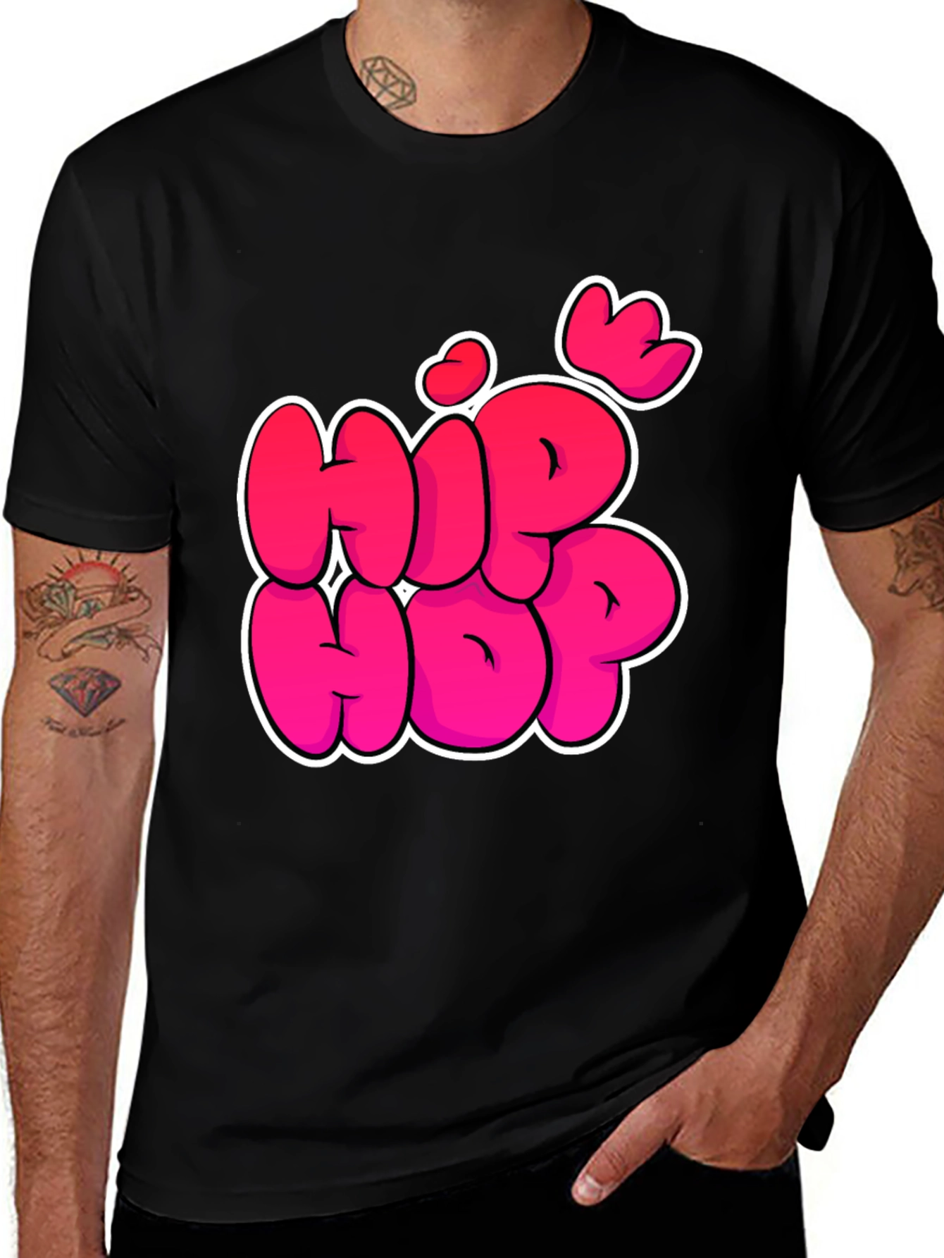 Variant 12 of Hip Hop Graphic Black T-Shirt