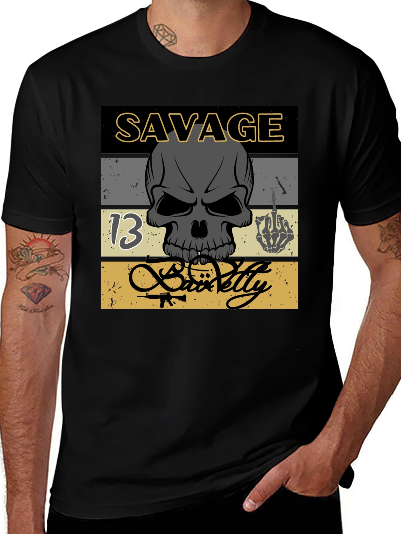 Variant 4 of Savage Skull Graphic T-Shirt