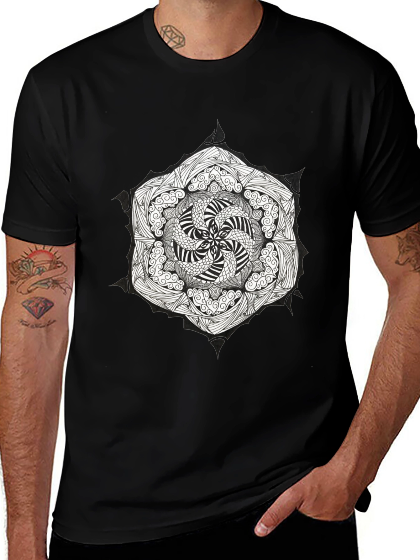 Variant 20 of Mandala Graphic Black T-Shirt - Stylish Casual Wear