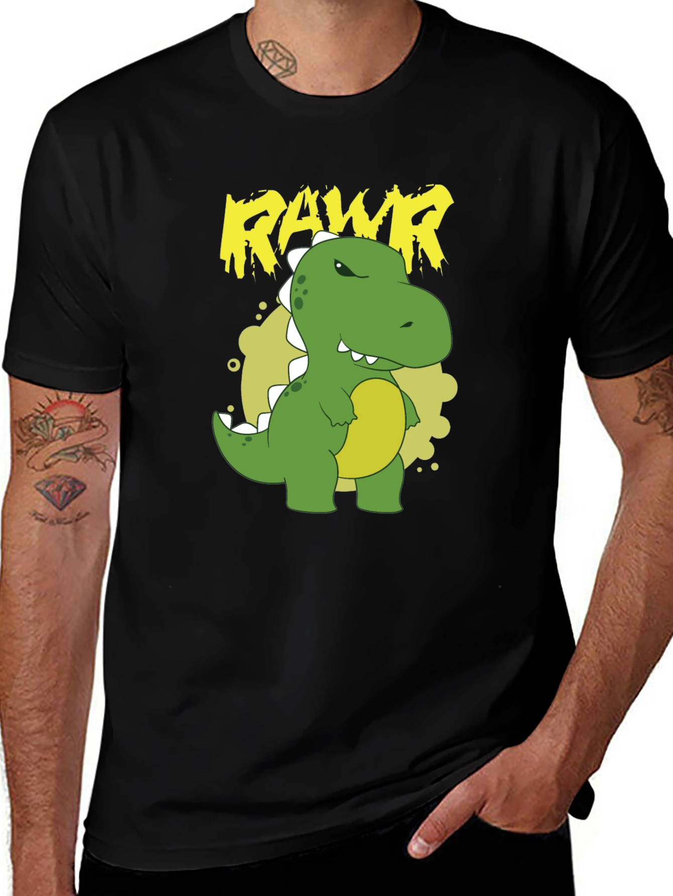 Variant 2 of Rawr Dinosaur Graphic Tee - Black