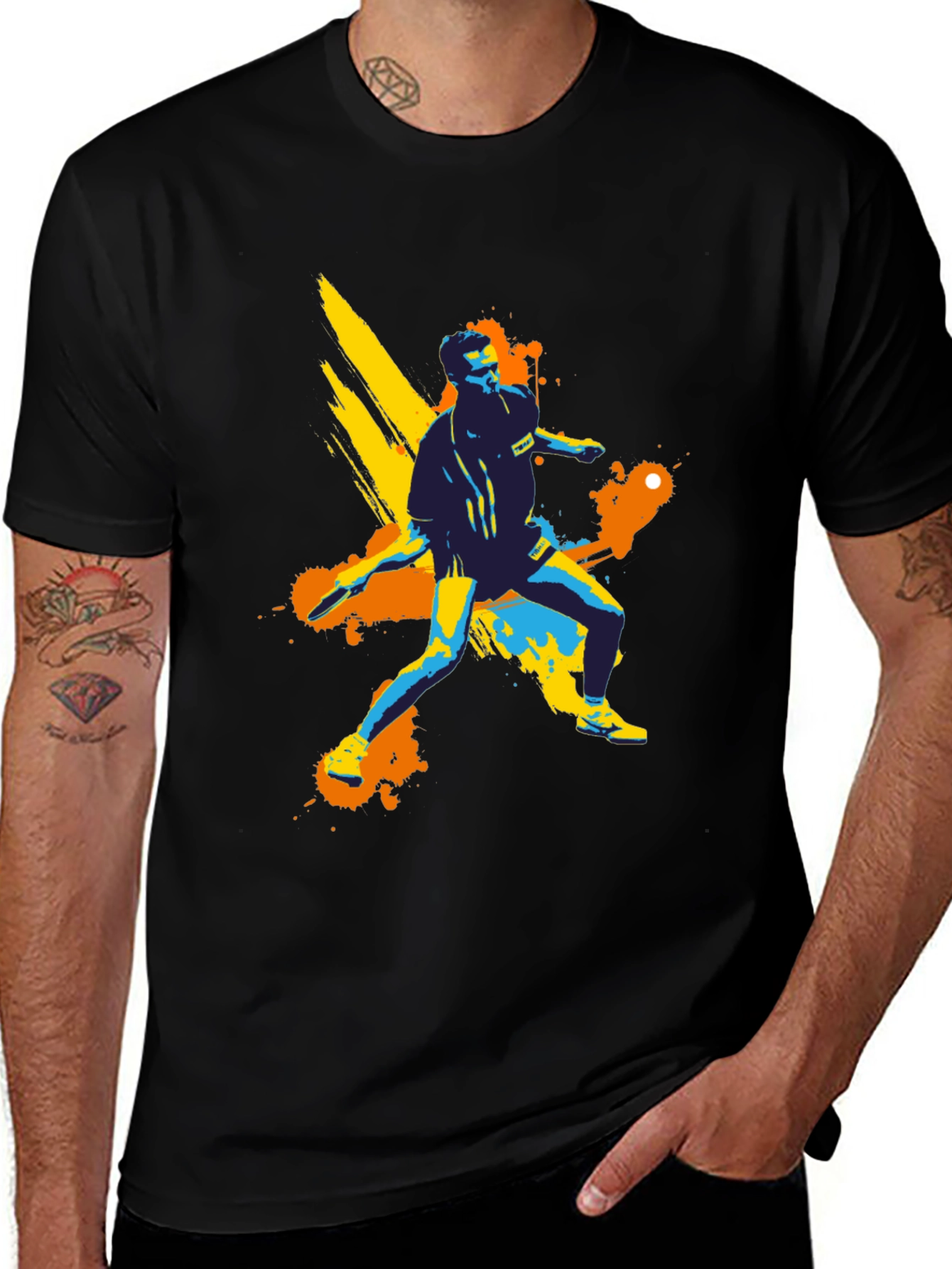 Variant 15 of Abstract Table Tennis Player Graphic Tee