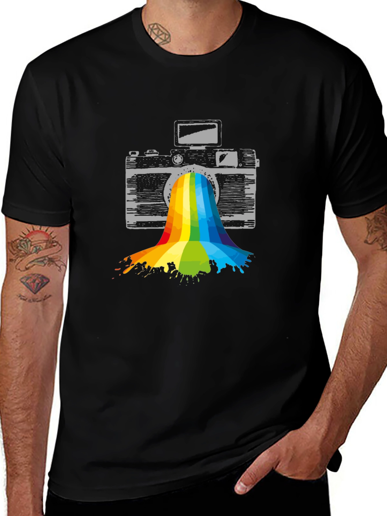Rainbow Camera T-Shirt - Artistic Photography Tee