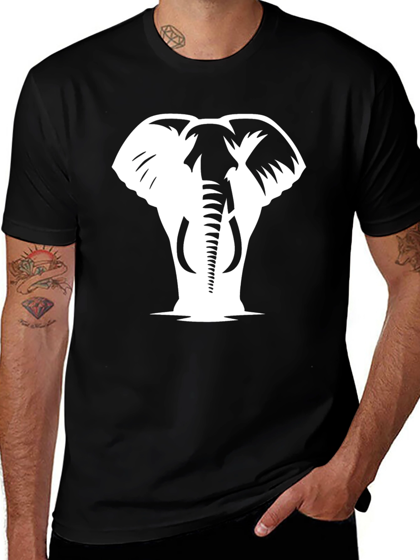 Variant 23 of Elephant Graphic Tee - Stylish Black Cotton T-Shirt