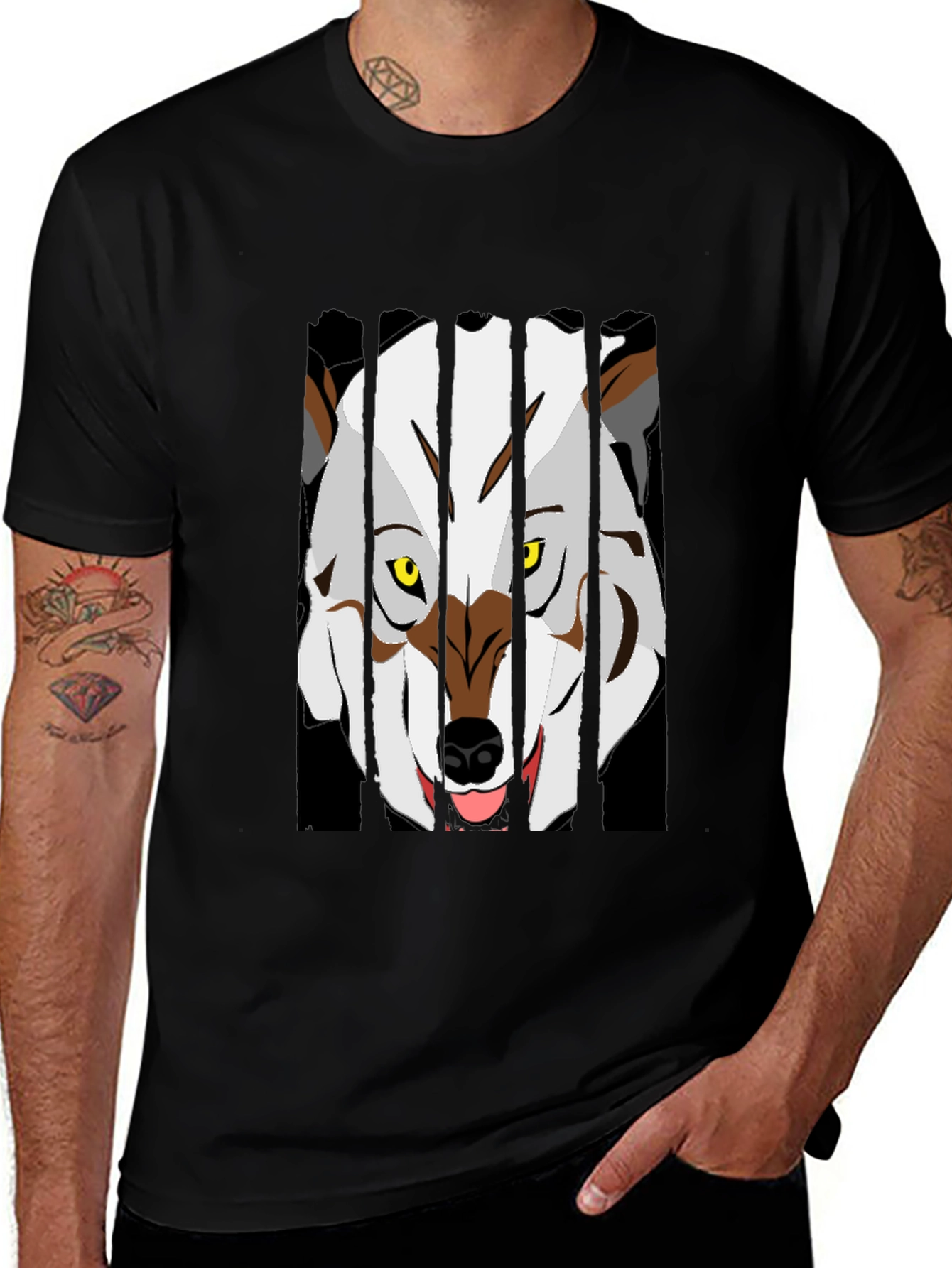 Variant 7 of Wolf Graphic Black T-Shirt