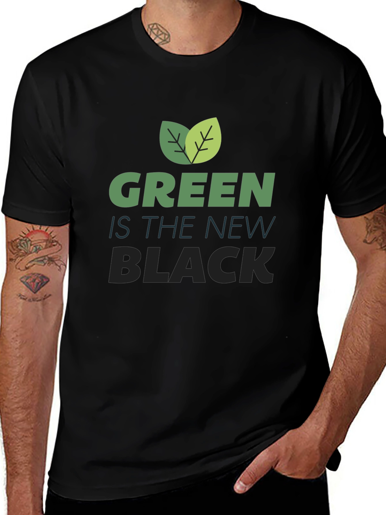Variant 23 of Eco-Friendly 'Green is the New Black' Graphic Tee