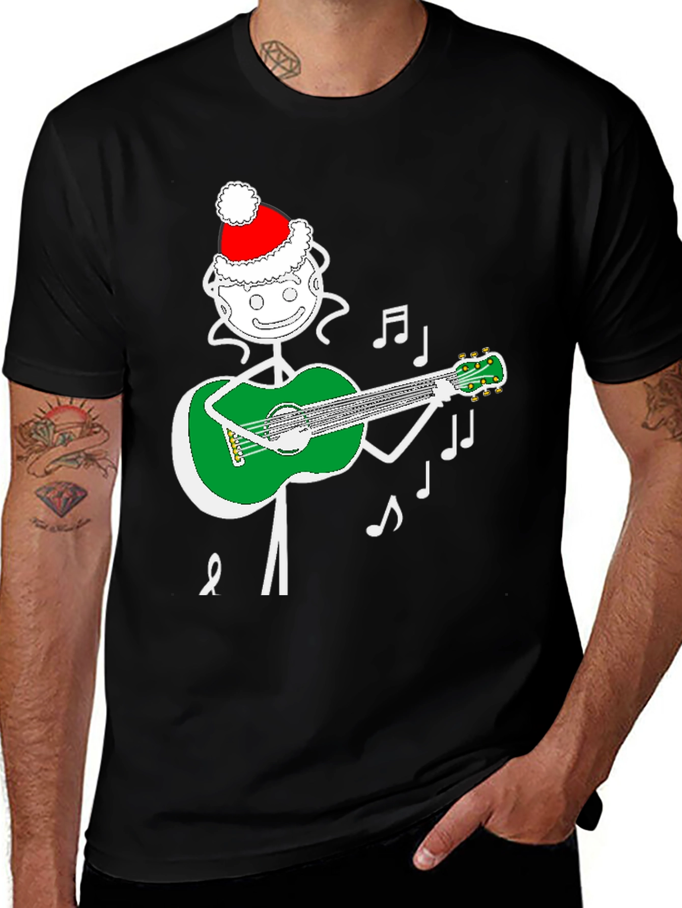 Variant 19 of Festive Guitarist Stick Figure T-Shirt