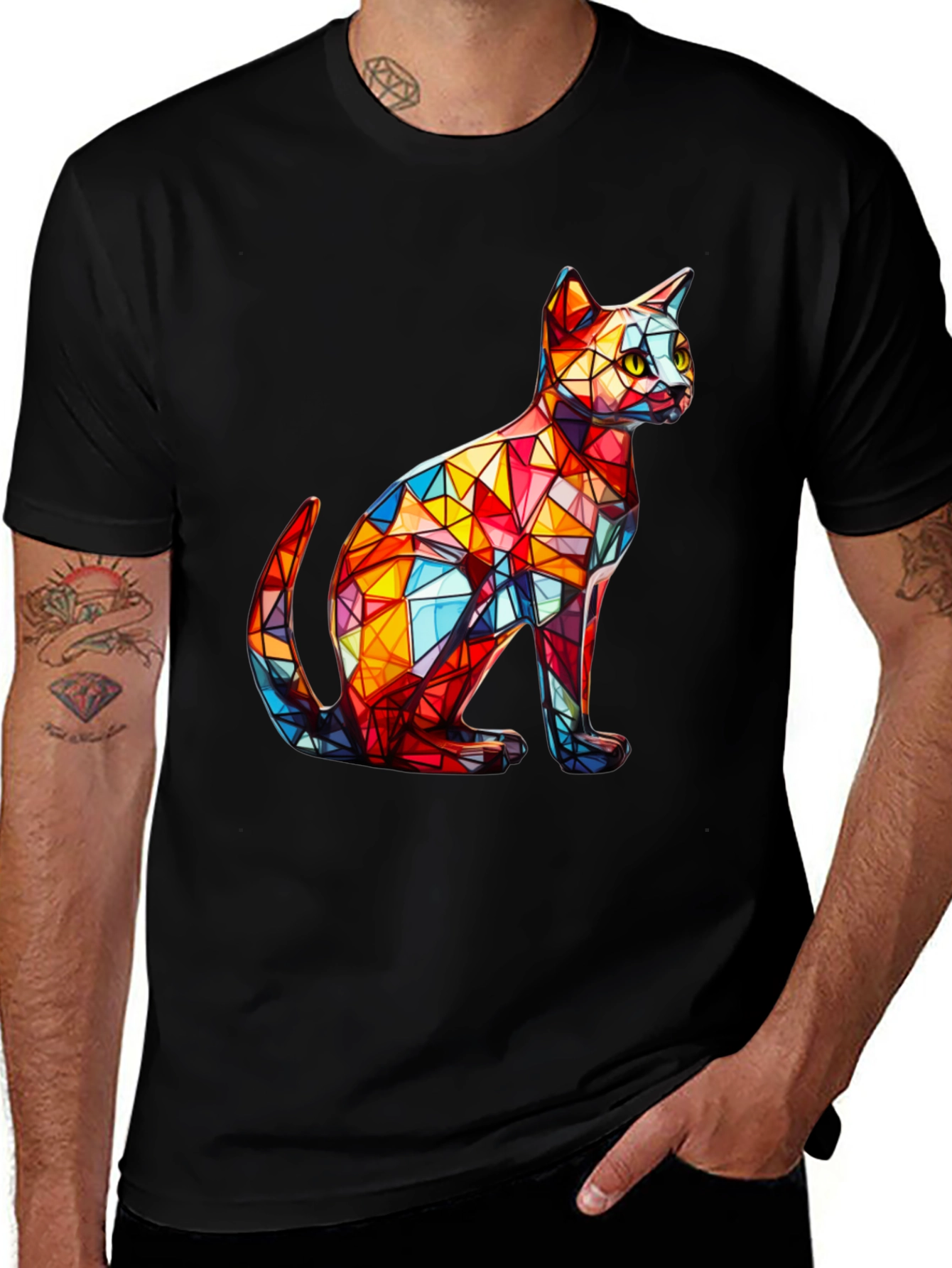 Variant 24 of Geometric Cat T-Shirt - Artistic Design