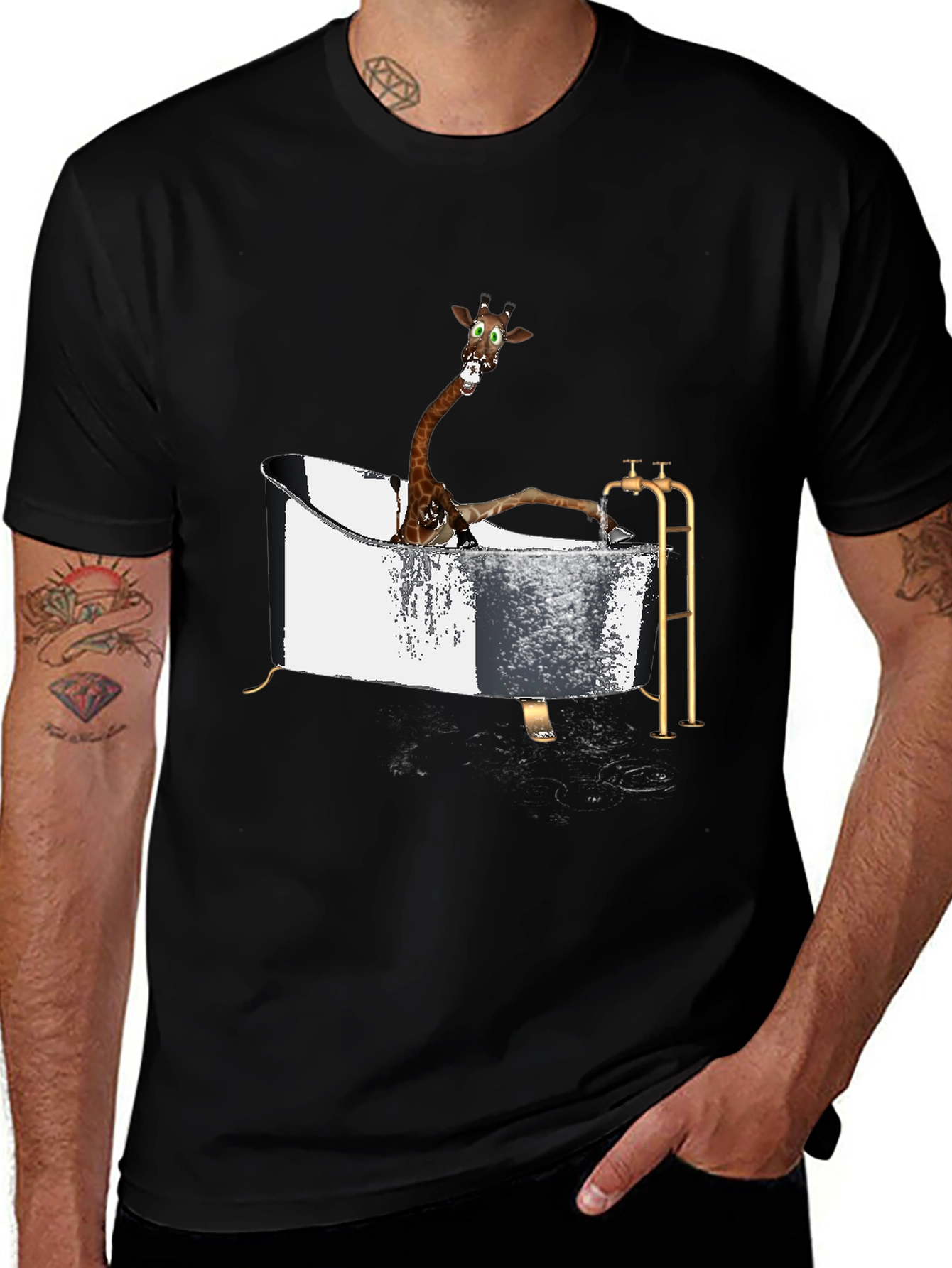 Variant 3 of Giraffe in Tub Graphic Tee - Unique Funny T-Shirt