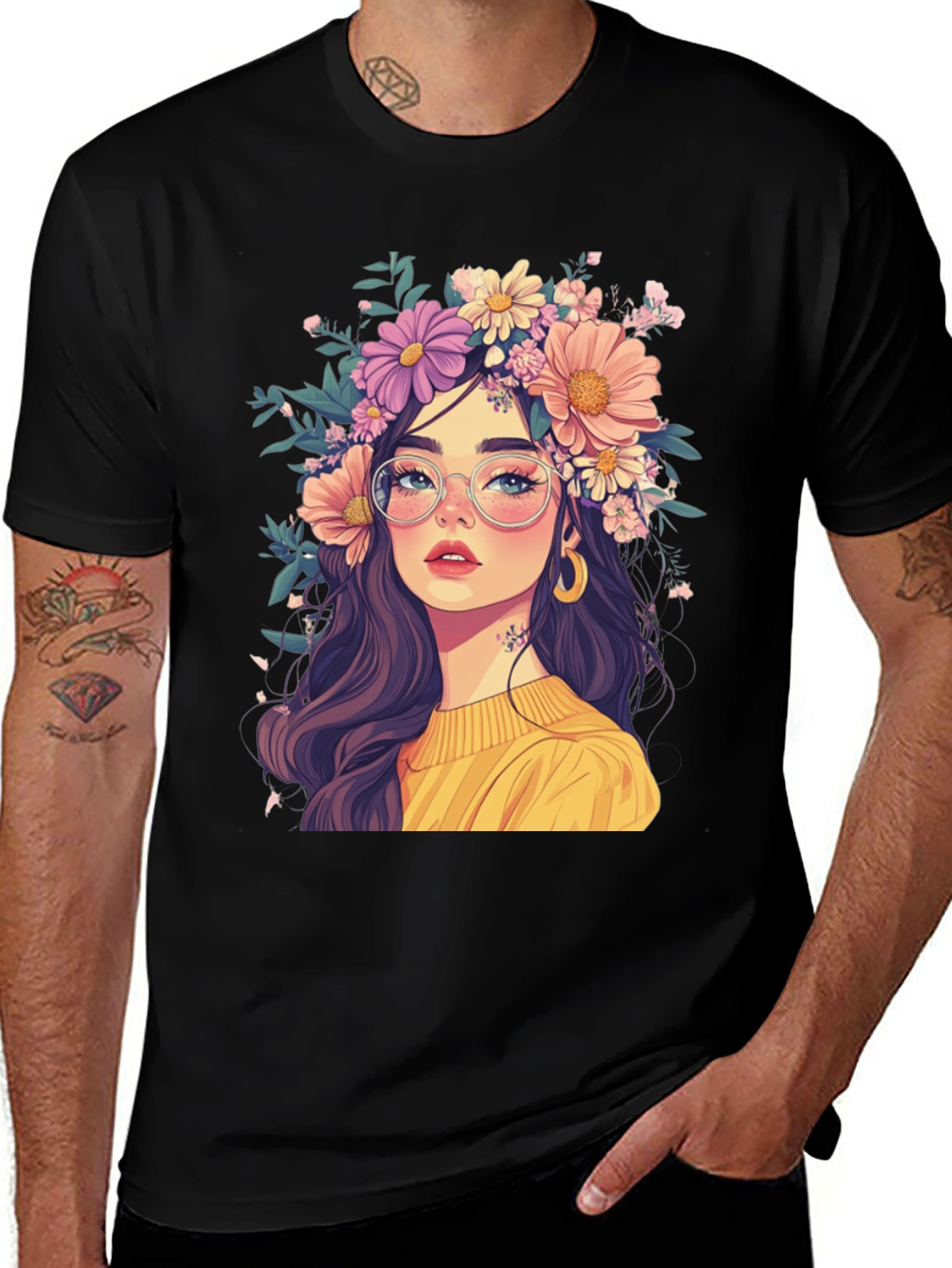 Variant 14 of Floral Crown Graphic Tee - Stylish & Unique