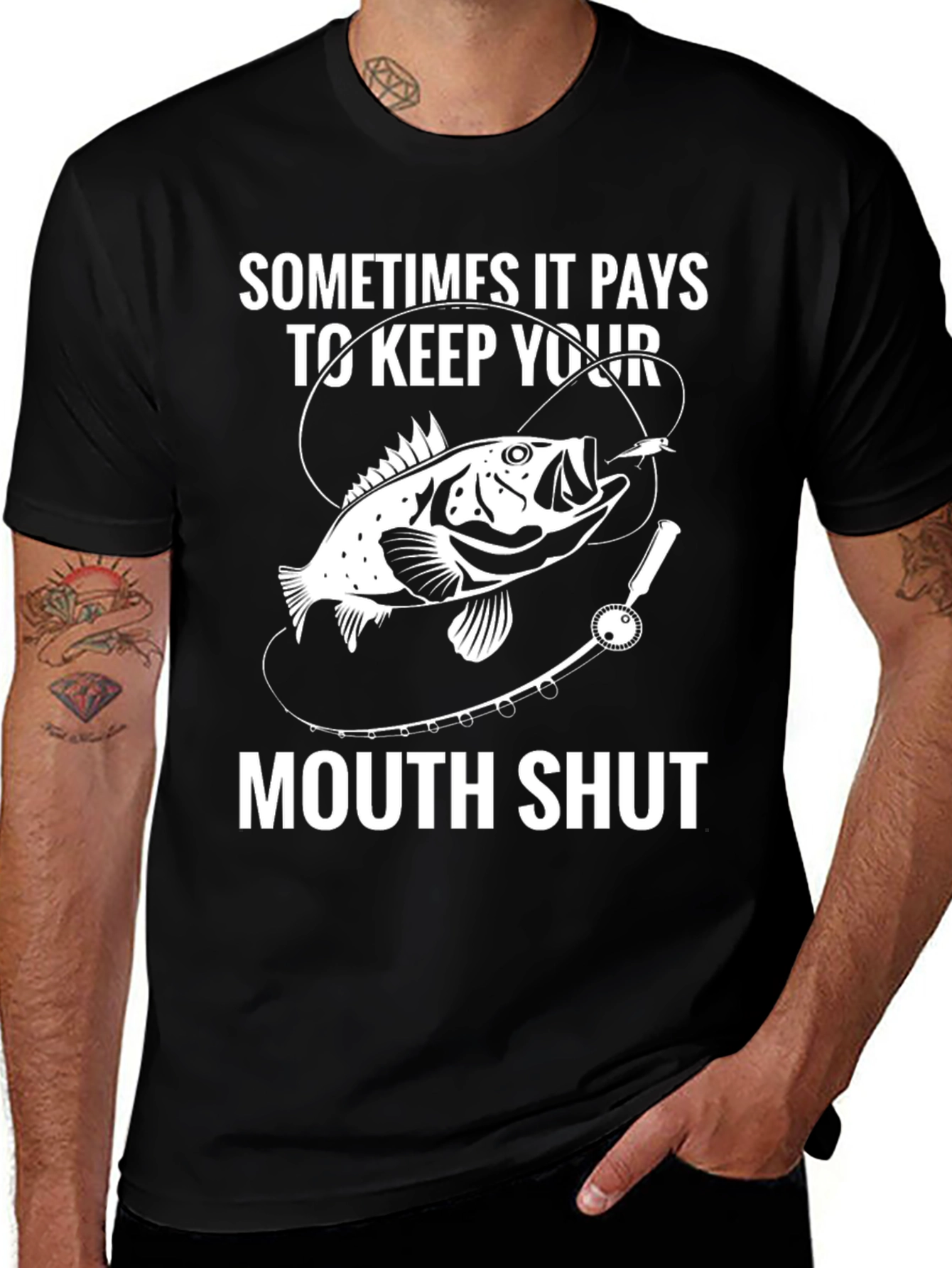 Fishing Humor Graphic T-Shirt Keep Your Mouth Shut