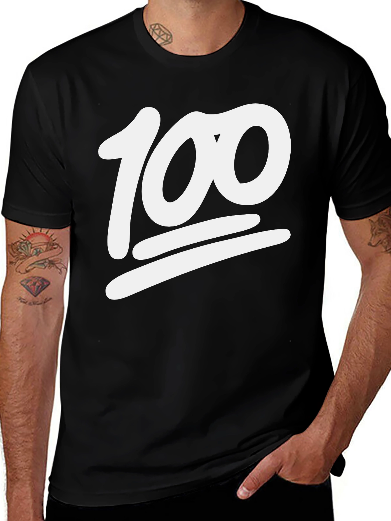 Variant 16 of 100 Emoji Graphic Tee - Black Cotton T-Shirt