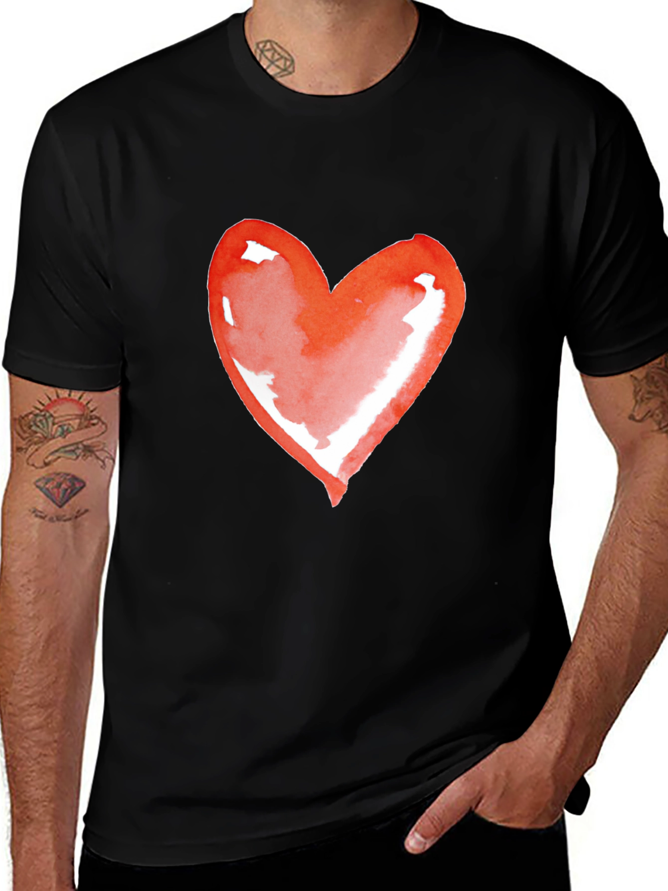 Variant 3 of Heart Graphic Tee - Black Casual Shirt