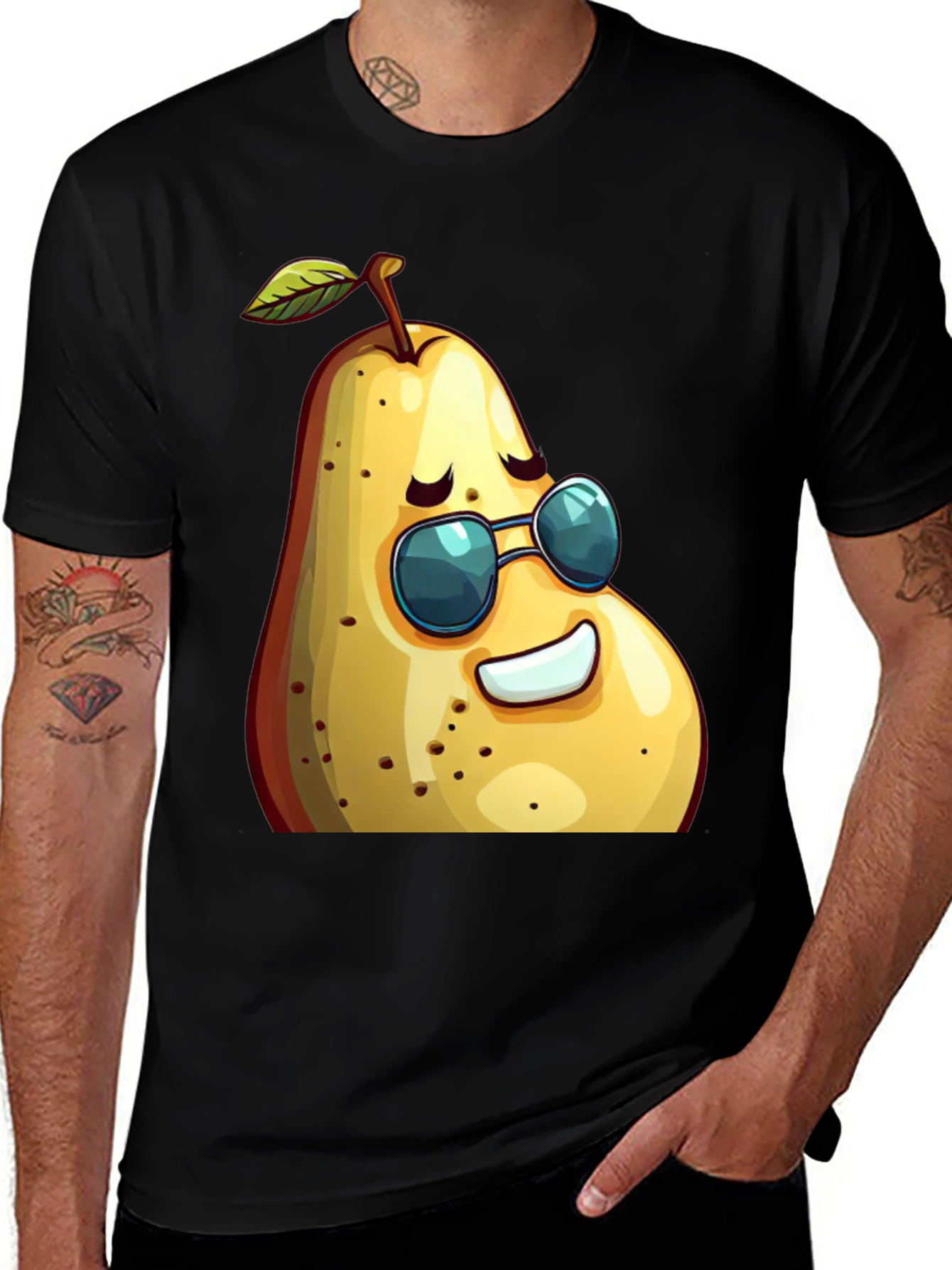 Variant 8 of Cool Pear Graphic Tee - Unisex Black T-Shirt