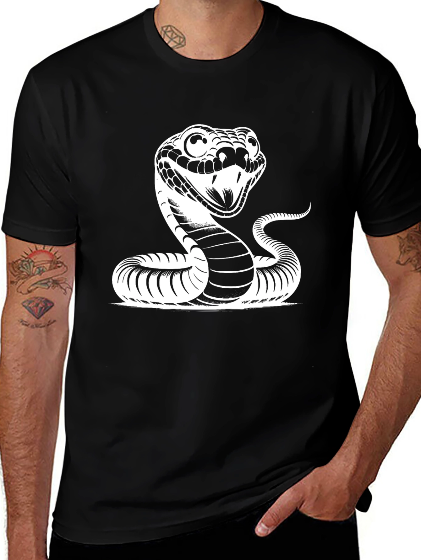 Variant 28 of Black T-Shirt with Cobra Snake Graphic