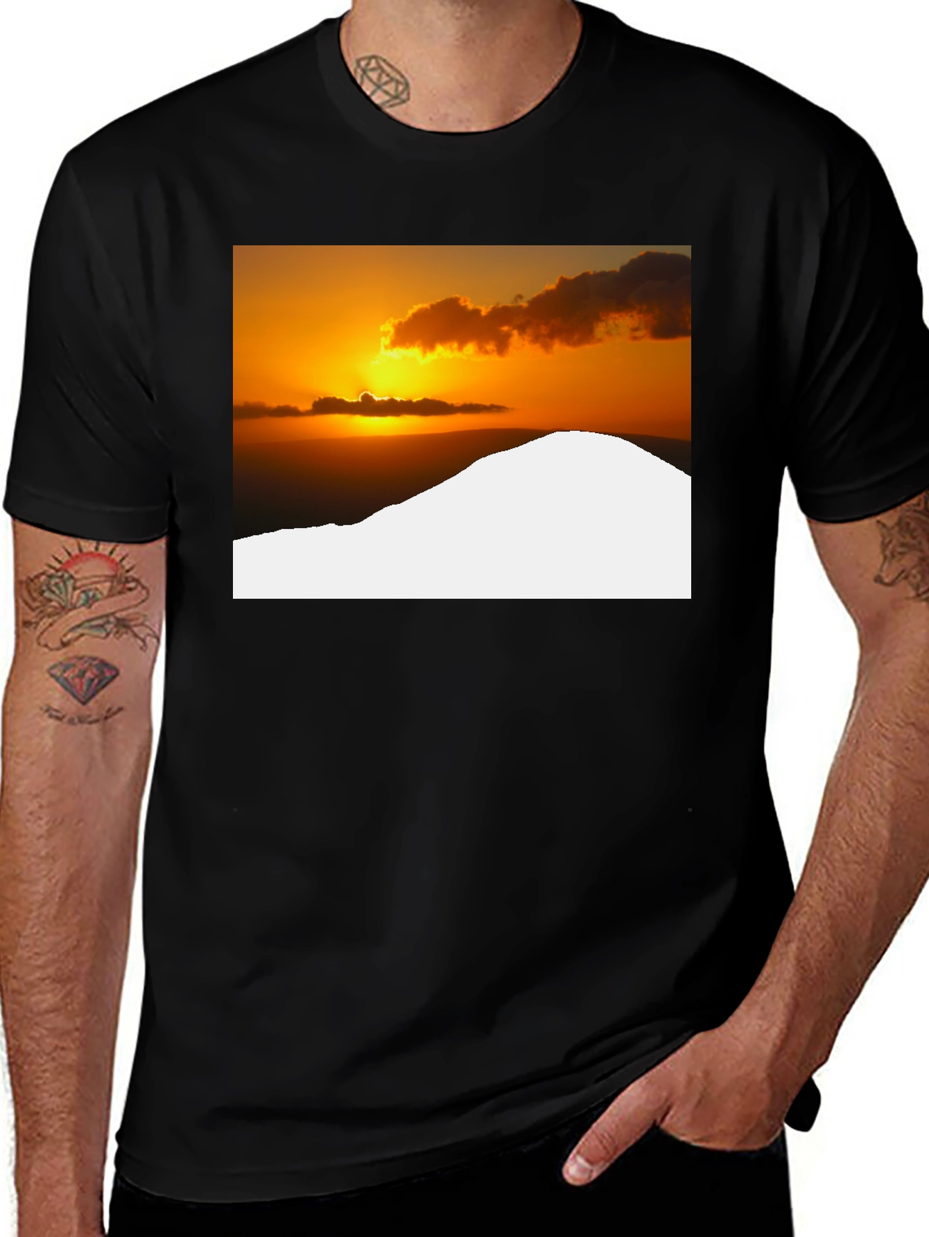 Variant 26 of Sunset Graphic Tee - Black Cotton Blend T-Shirt