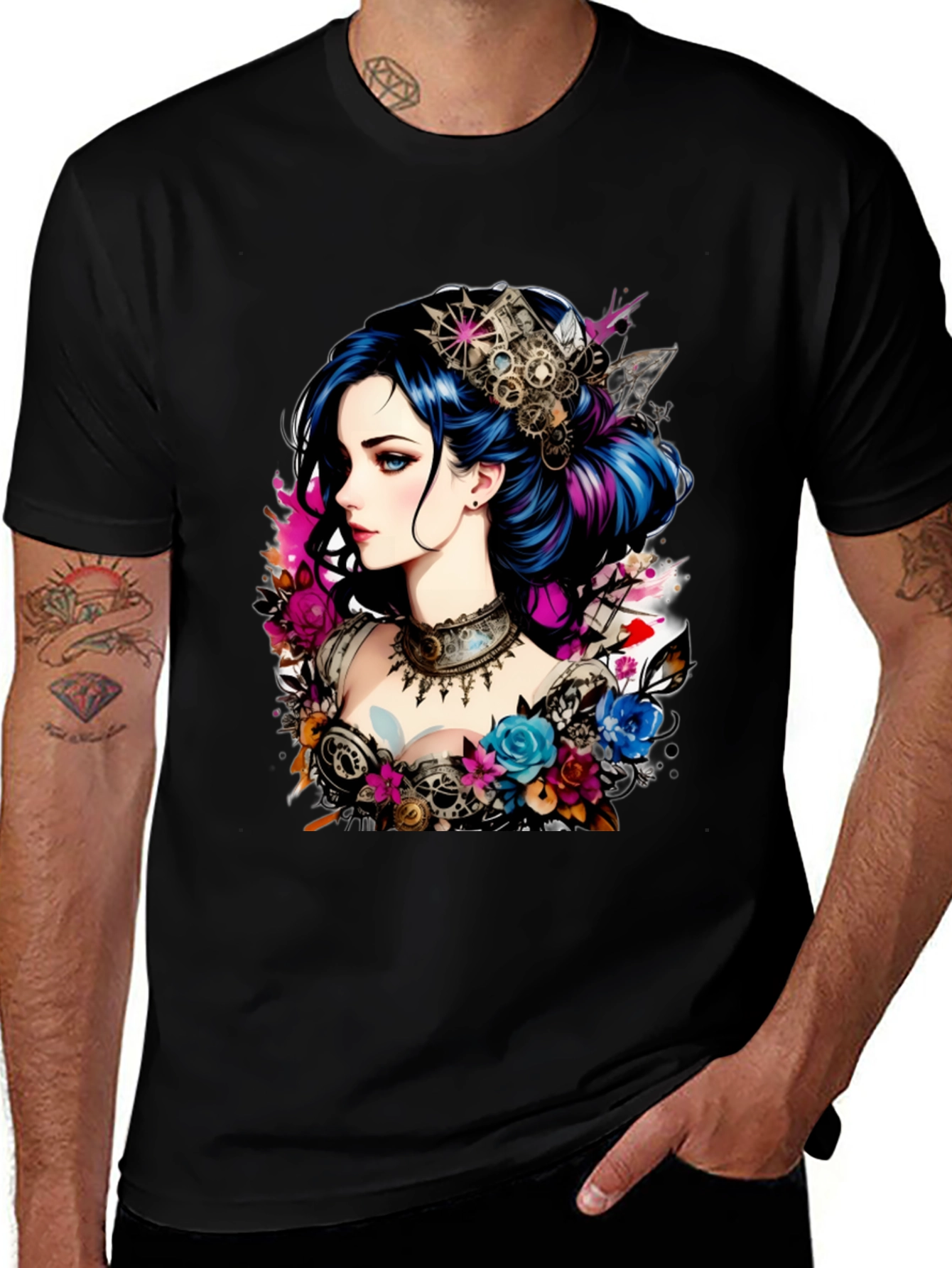 Variant 9 of Steampunk Girl Graphic Black T-Shirt