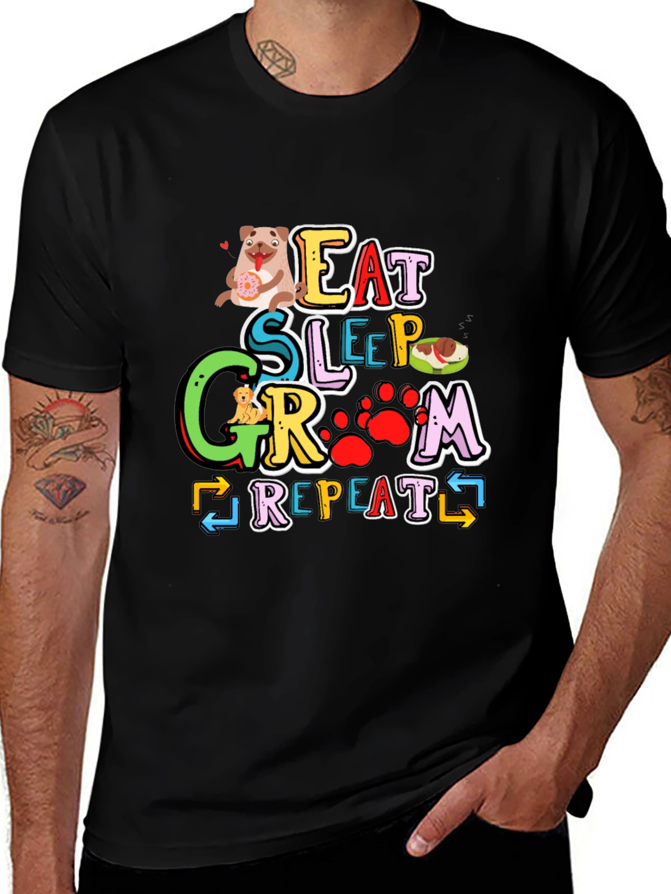 Variant 21 of Eat Sleep Groom Repeat Graphic T-Shirt