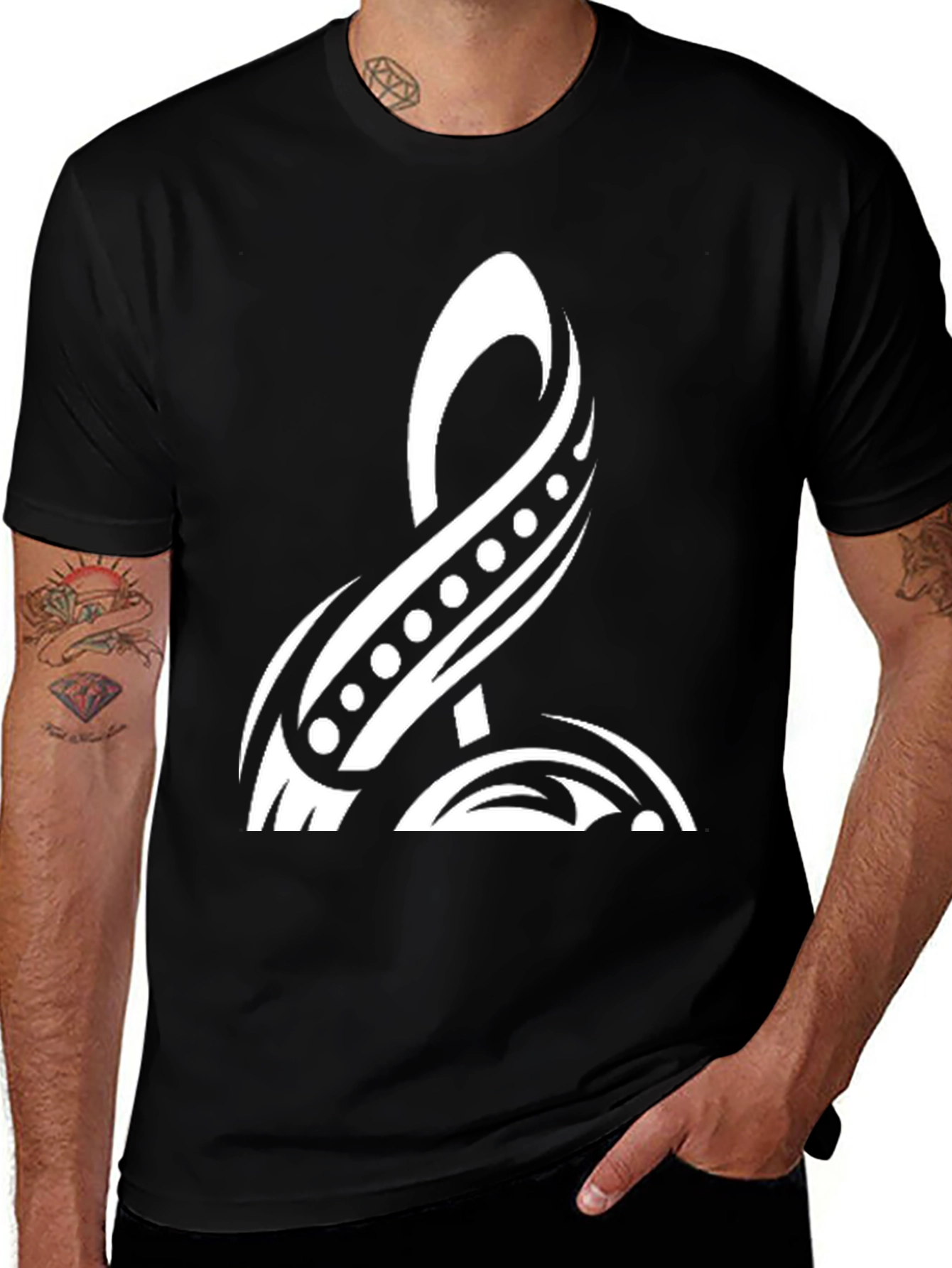 Variant 23 of Tribal Design Black T-Shirt