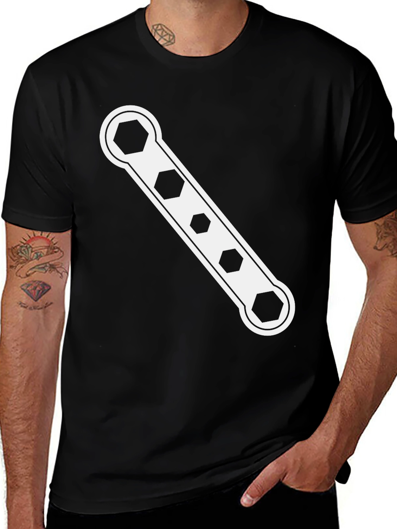 Variant 19 of Hex Wrench Graphic Tee - Black Cotton T-Shirt