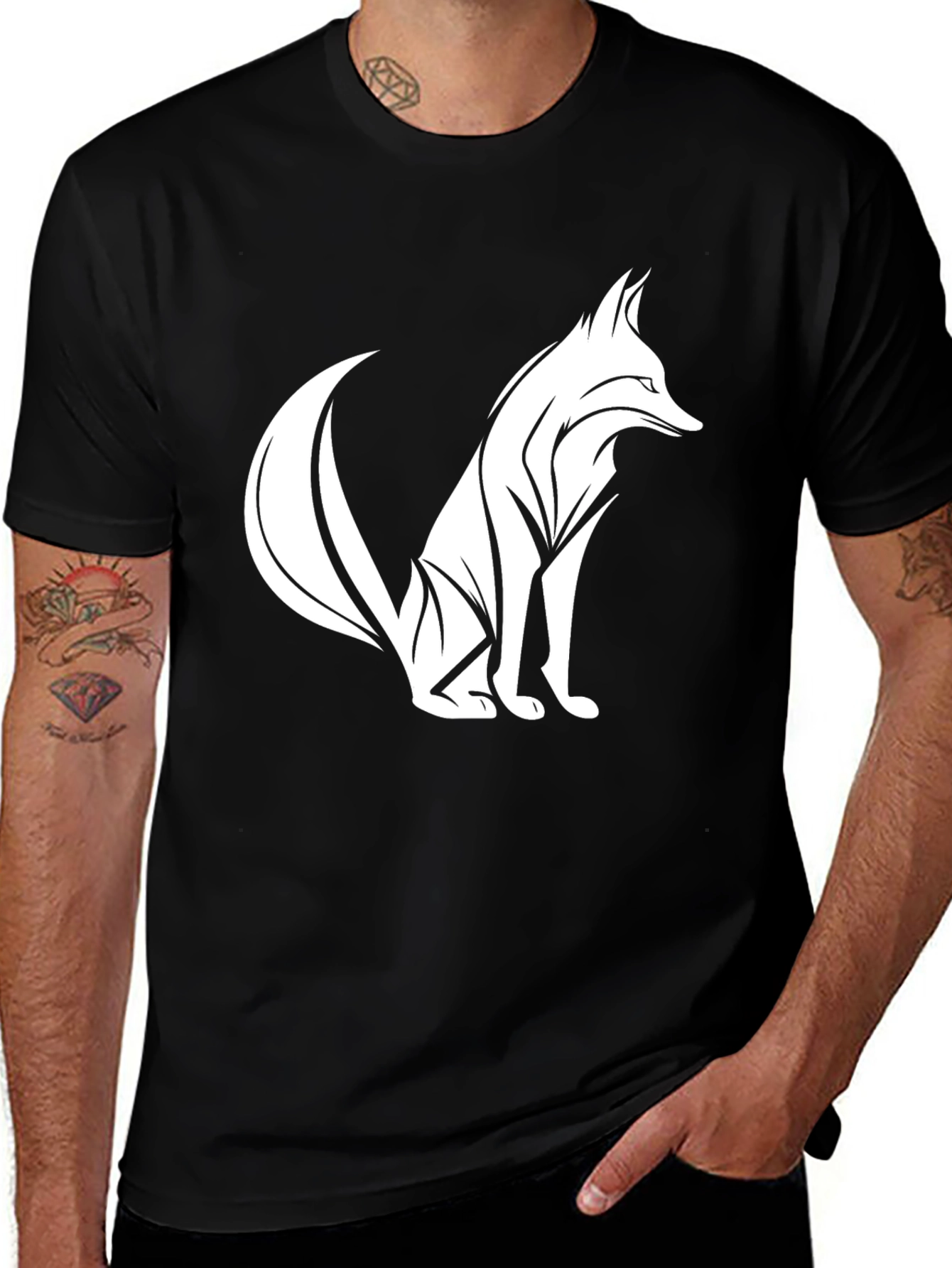 Variant 27 of Fox Graphic Tee - Stylish Men's Black T-Shirt