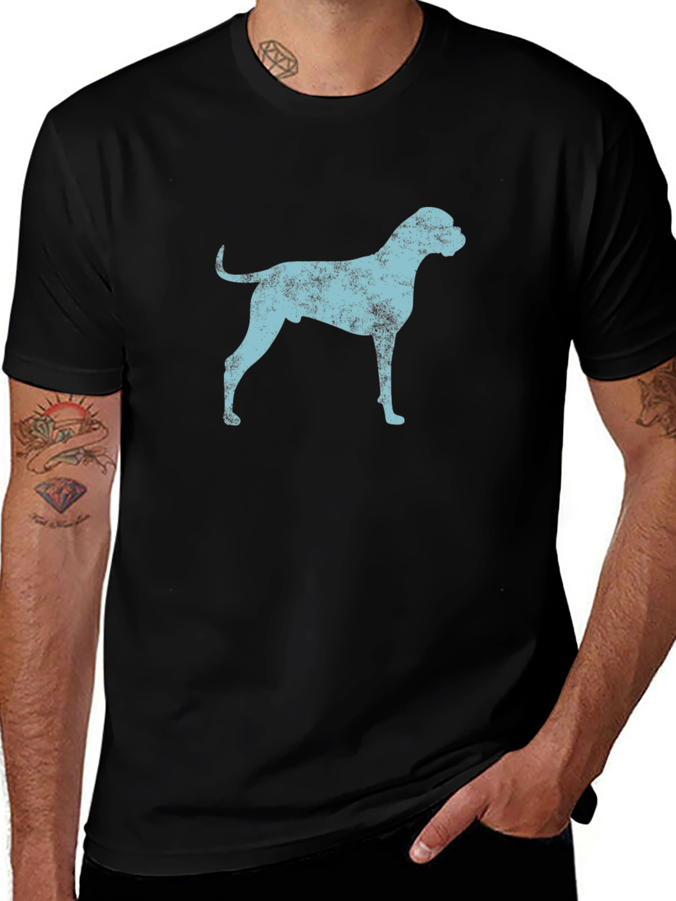 Distressed Boxer Dog Graphic Tee - Stylish Men's T-Shirt