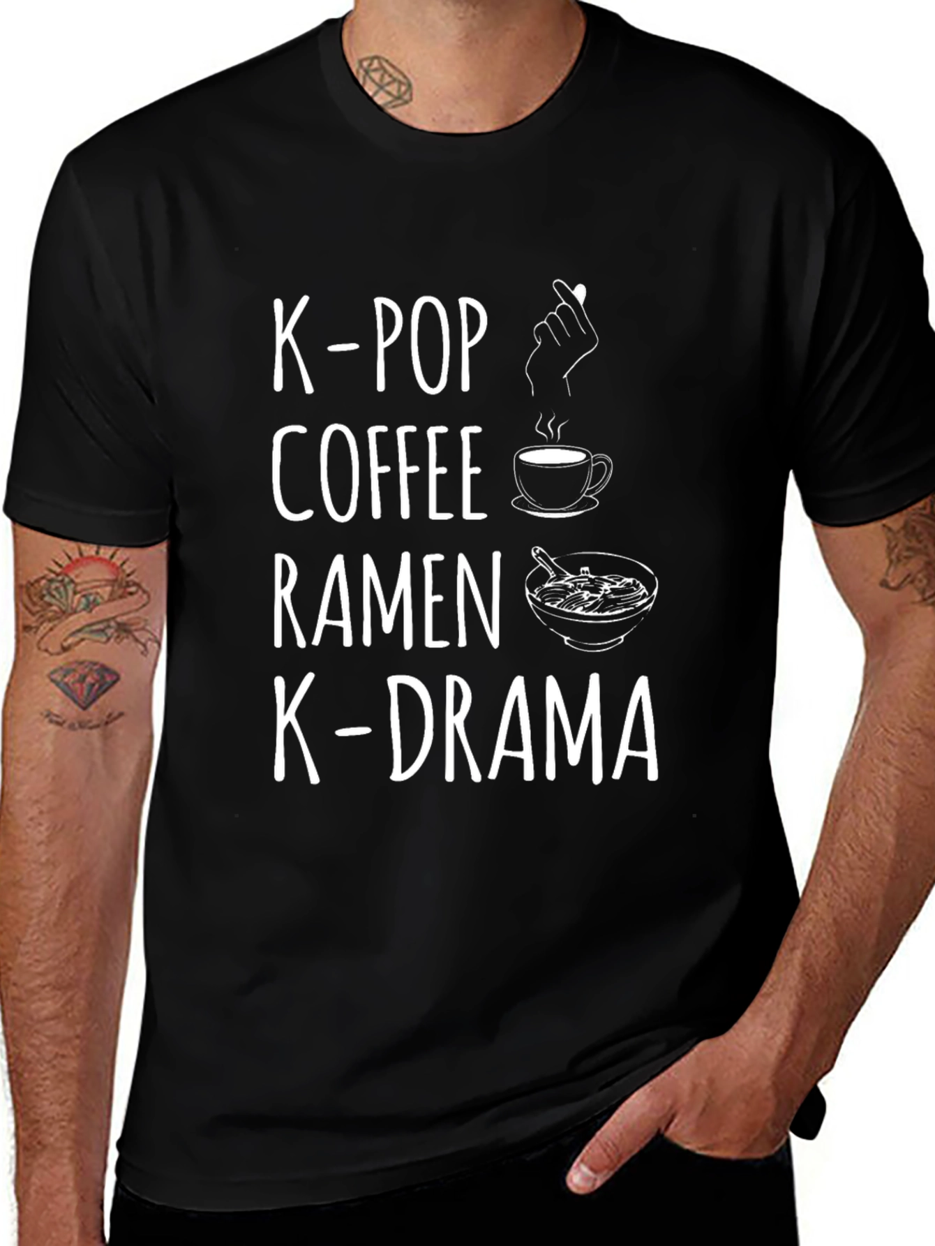 Variant 8 of K-Pop Coffee Ramen K-Drama Black T-Shirt