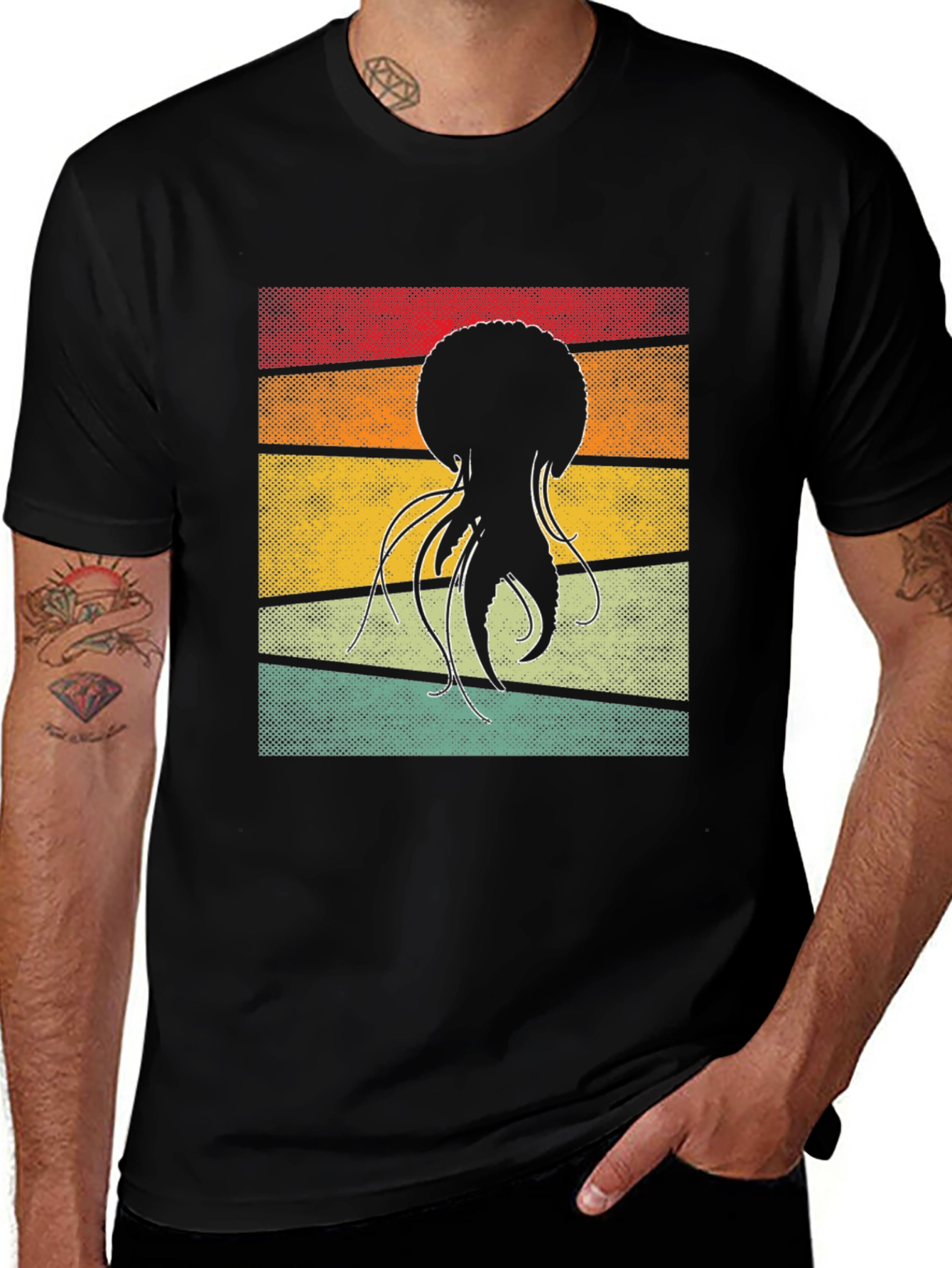 Variant 28 of Retro Jellyfish Graphic Tee - Black