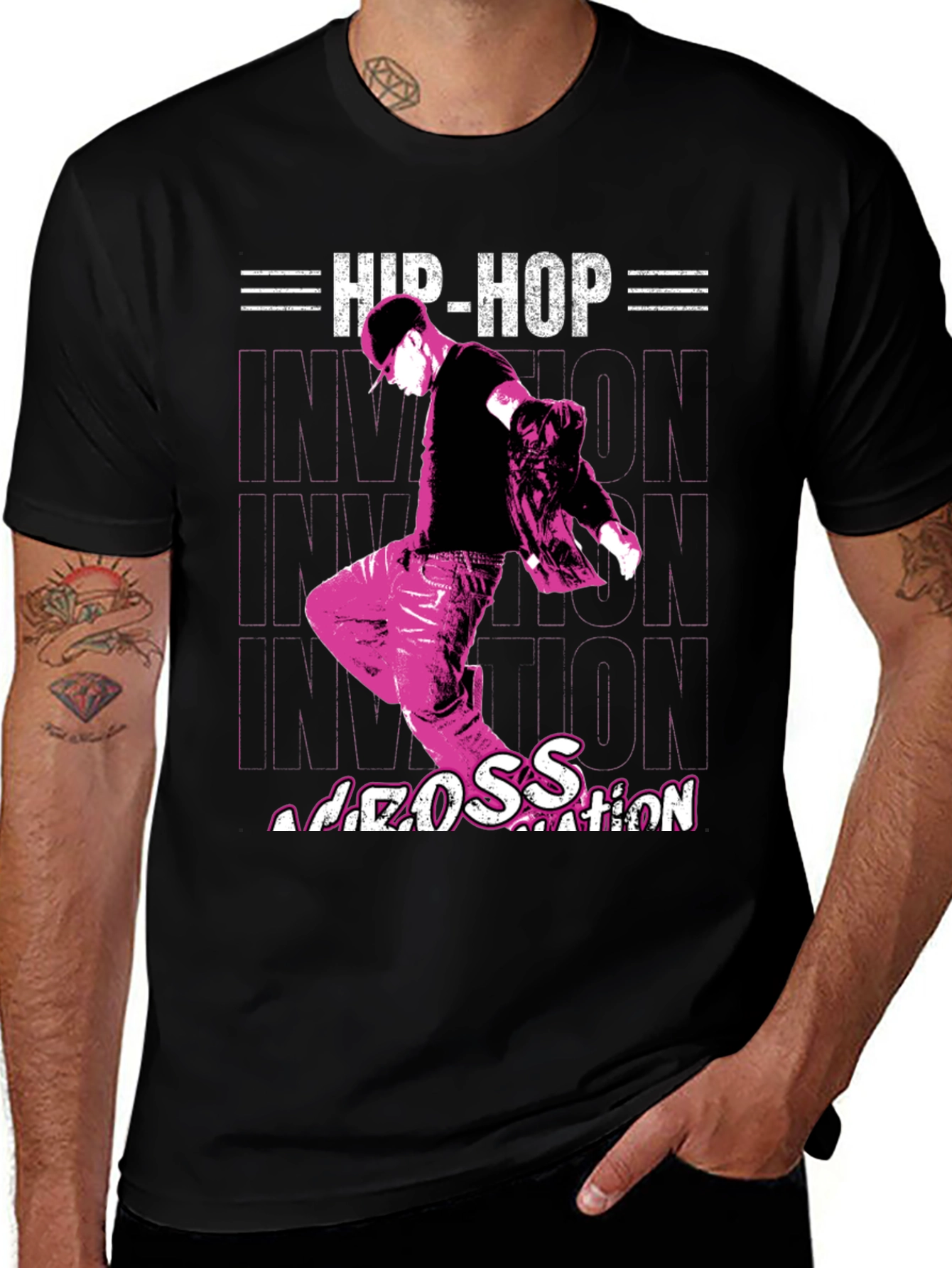 Variant 4 of Hip-Hop Nation Graphic Tee - Black