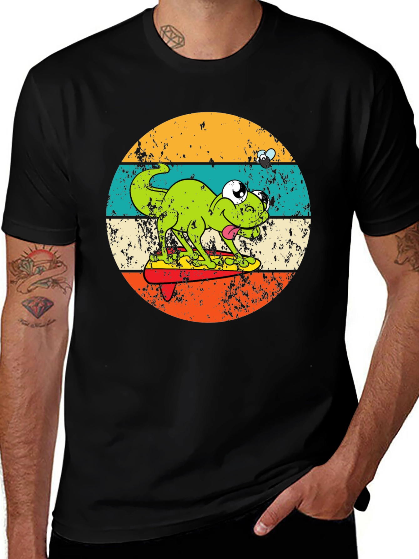 Variant 2 of Retro Frog Surfing T-Shirt - Unique Graphic Tee