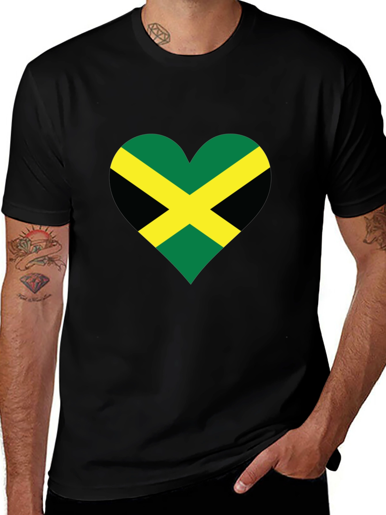 Variant 12 of Jamaican Heart Flag Black T-Shirt