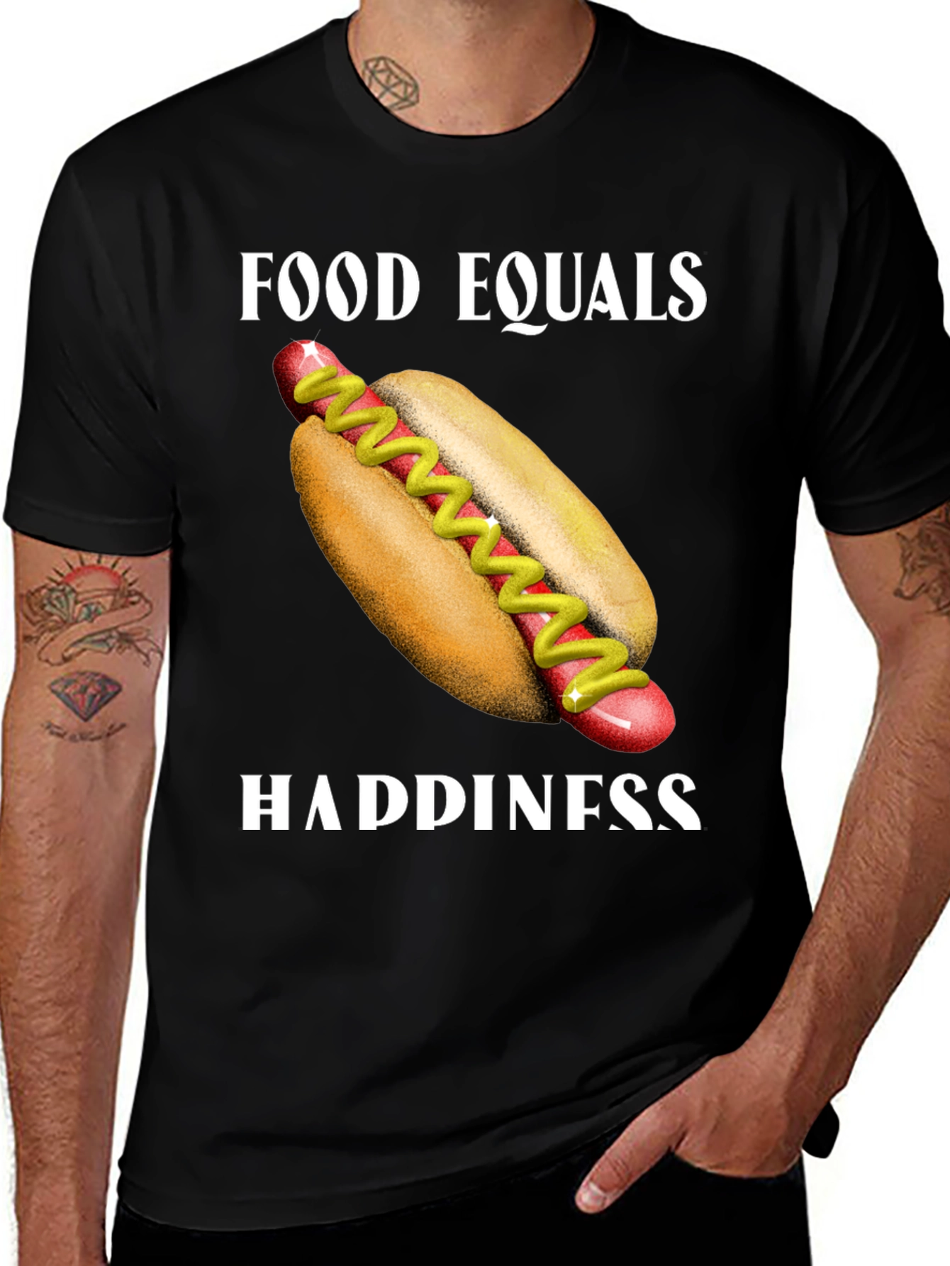 Variant 25 of Food Equals Happiness T-Shirt - Hot Dog Graphic Tee