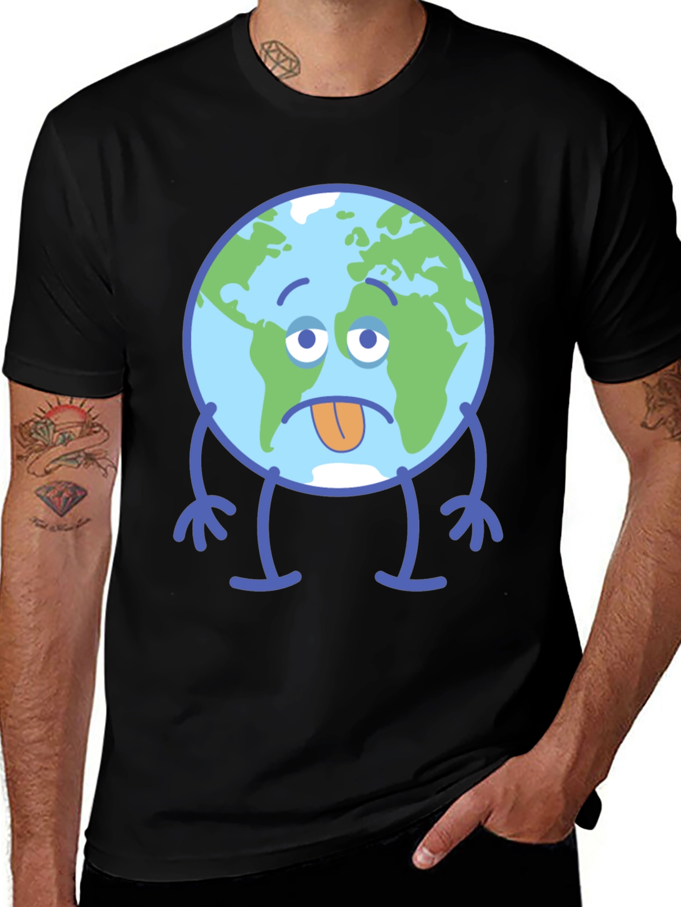 Variant 8 of Sad Earth Graphic T-Shirt - Black