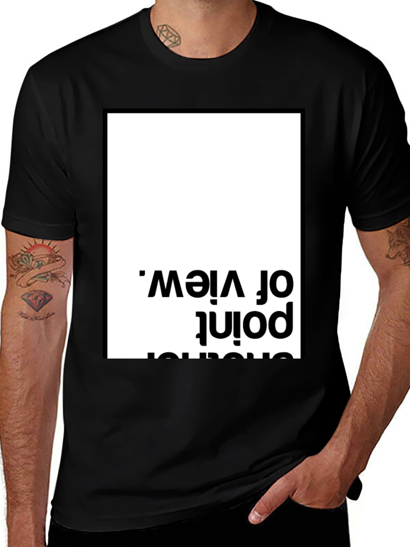 Variant 2 of Unique Perspective Tee - Black Cotton T-Shirt