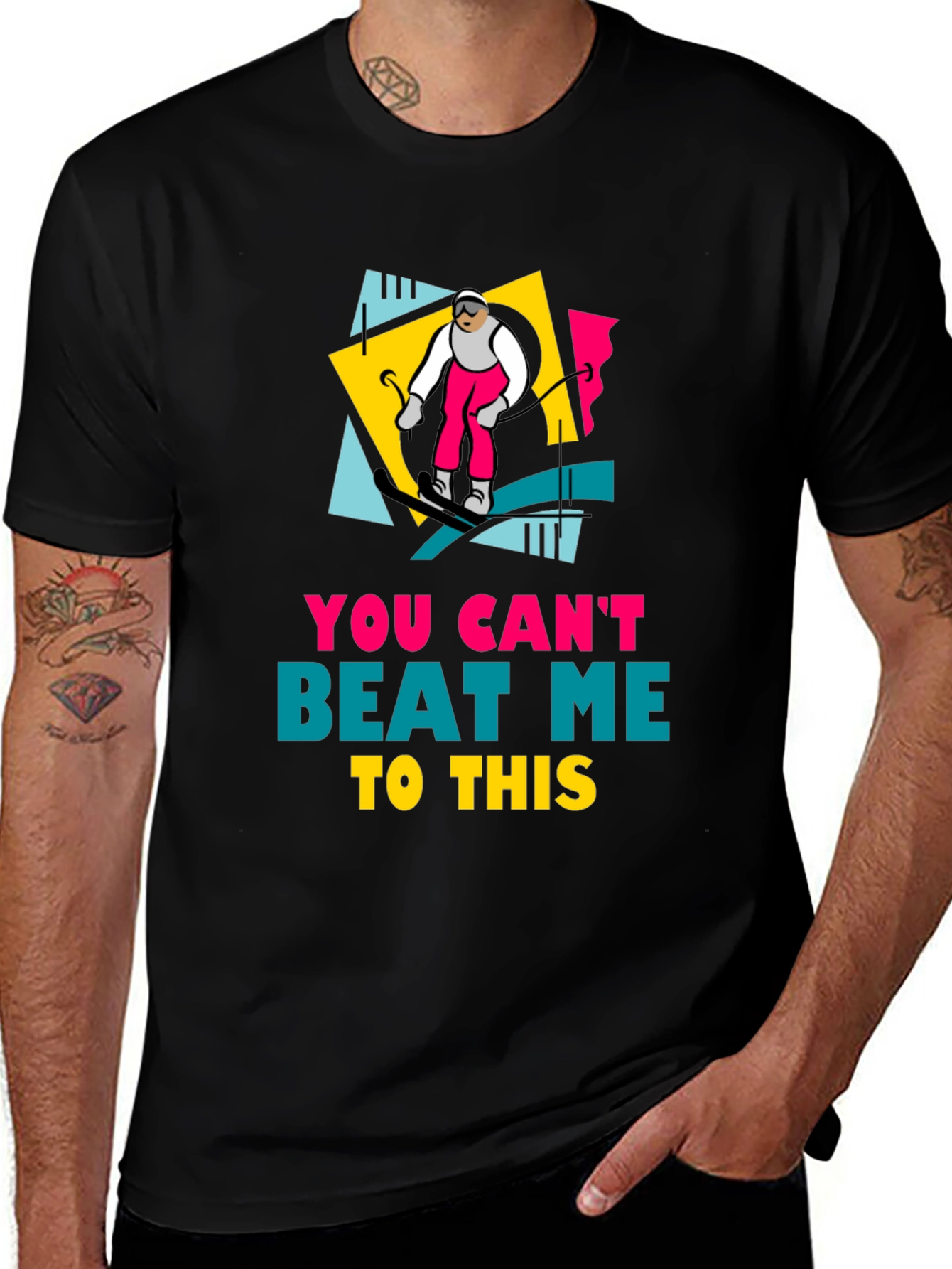 Variant 4 of Retro Ski T-Shirt - "You Can't Beat Me To This"
